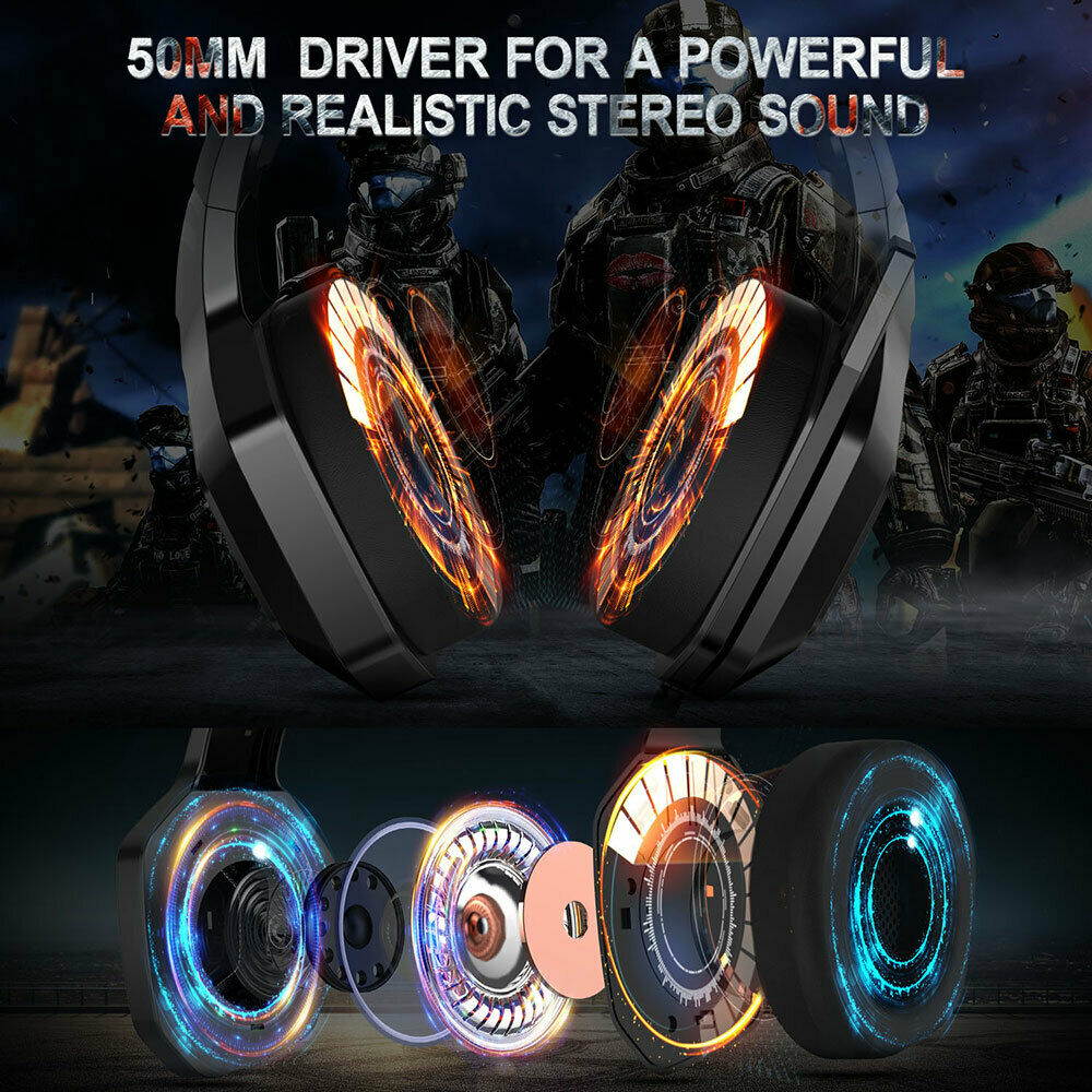 3.5mm K10 Gaming Headset RGB LED Headphones With Mic for PC Laptop PS4 Slim Pro Xbox One