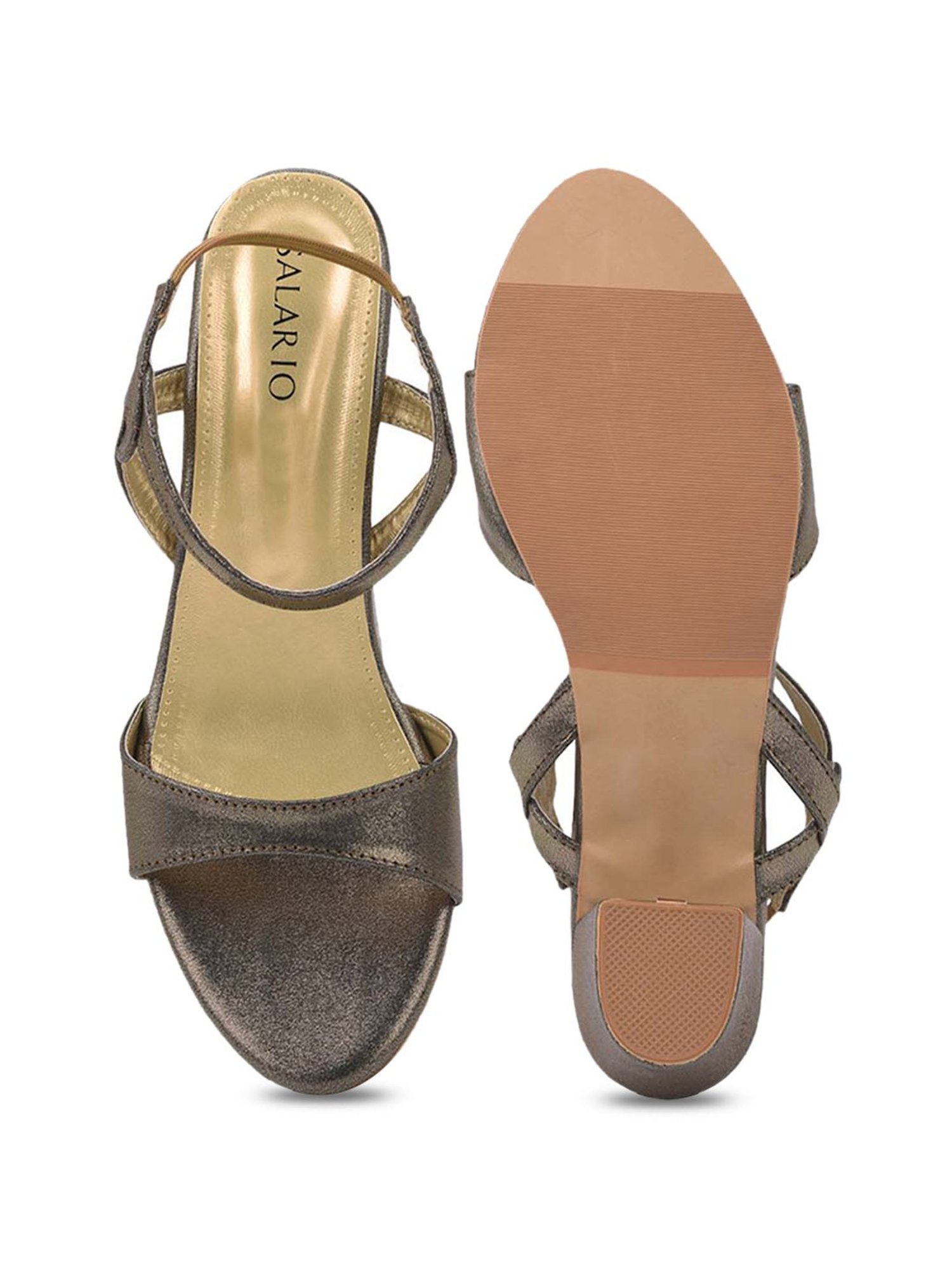 Salario Women's Antique Gold Ankle Strap Sandals