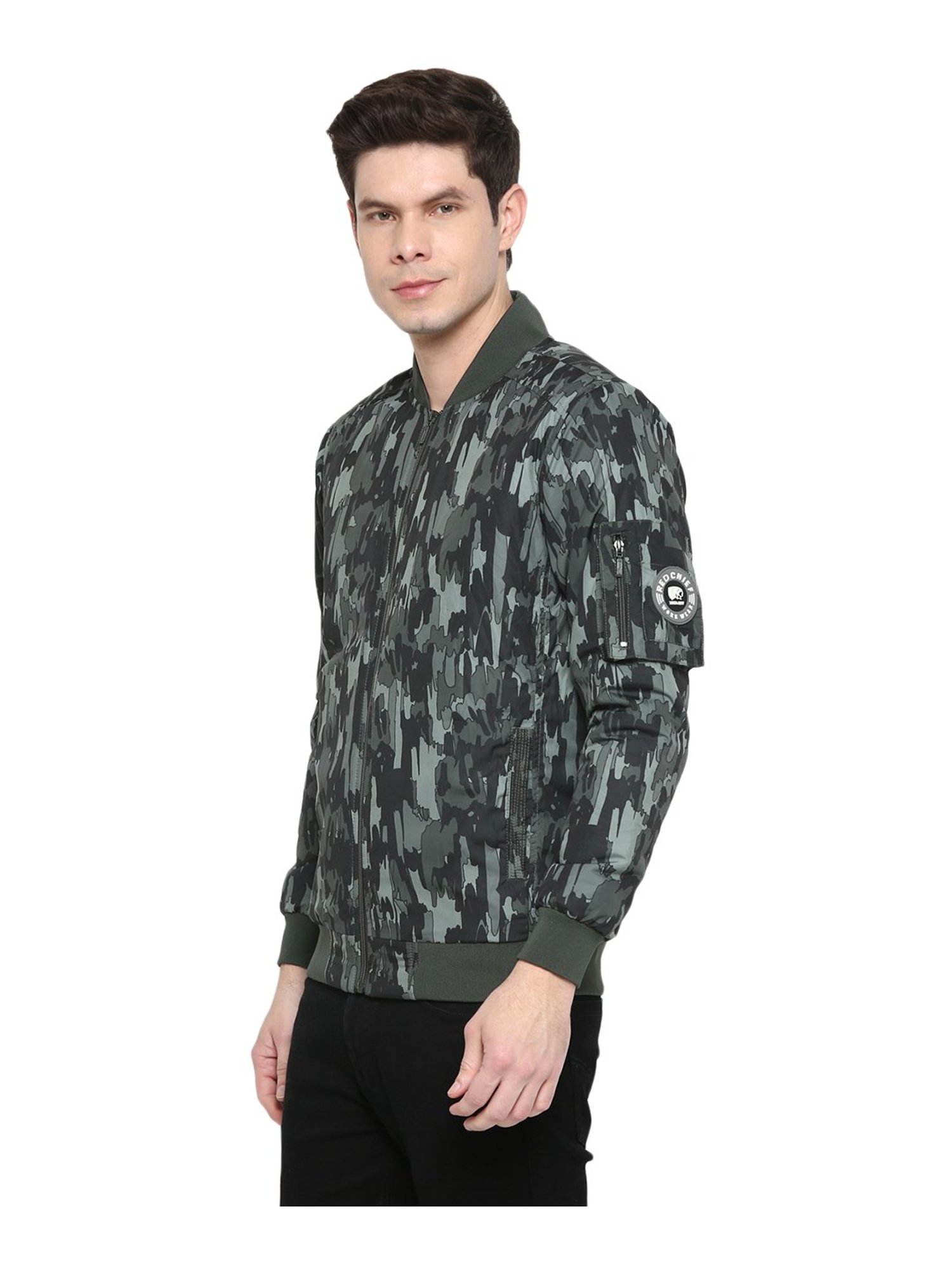 Red Chief Olive Full Sleeves Mandarin Collar Jacket