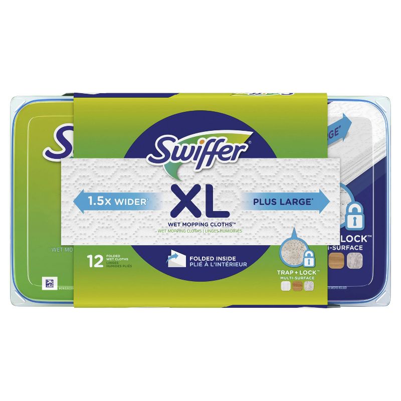 Swiffer Sweeper X-Large Wet Mopping Pad Multi Surface Refills for Floor Mop - Open Window Fresh Scent - 12ct