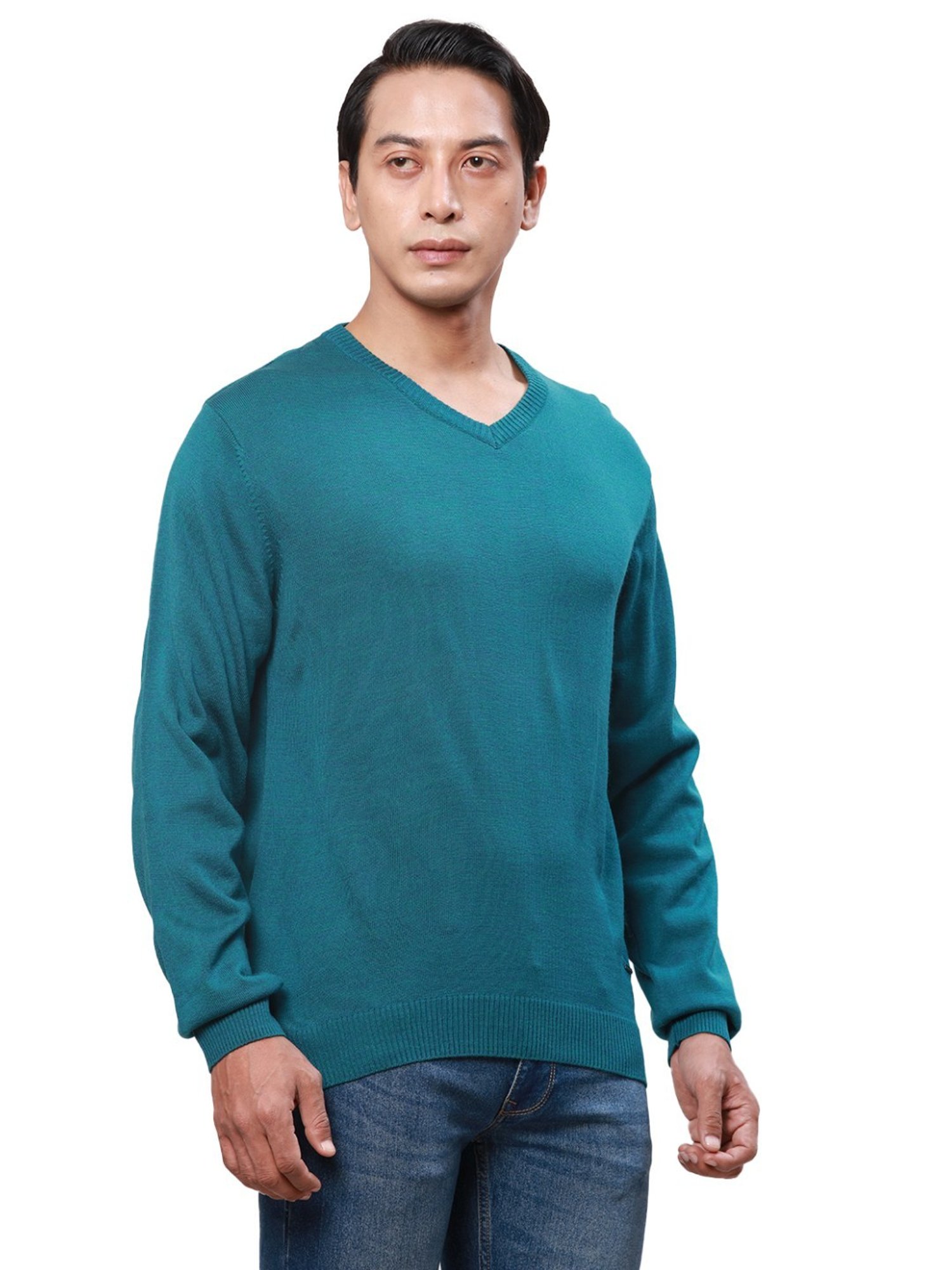 Park Avenue Teal Regular Fit Sweater