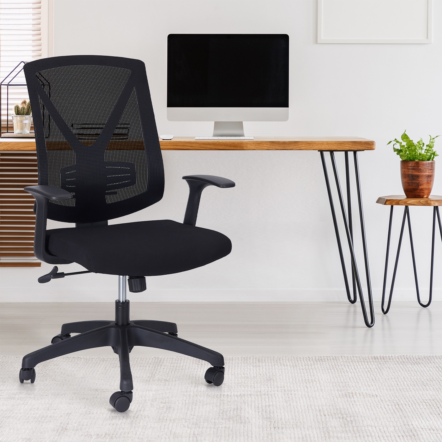 CLATINA Ergonomic High Mesh Swivel Desk Chair with Adjustable Height Arm Rest Lumbar Support and Upholstered Back for Home Office