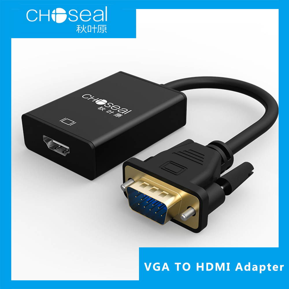Choseal HDMI to VGA Adapter (Male to Female),Compatible With Computer, Desktop, Laptop, PC, Monitor, Projector, HDTV, Chromebook, Raspberry Pi, Roku, Xbox and More - Black
