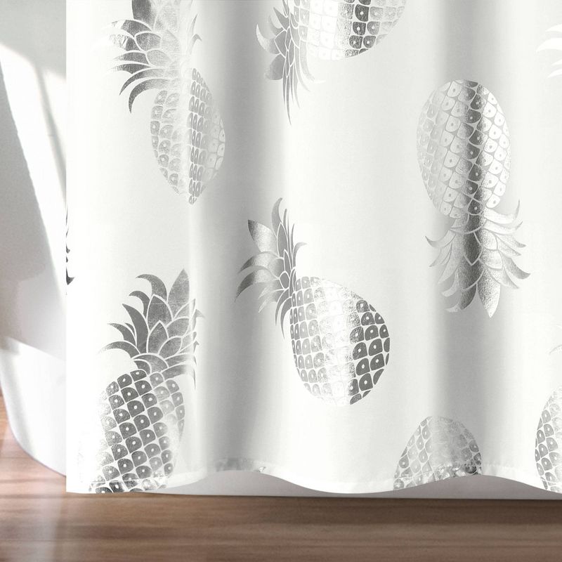 Pineapple Toss Shower Curtain Single Silver - Lush Décor