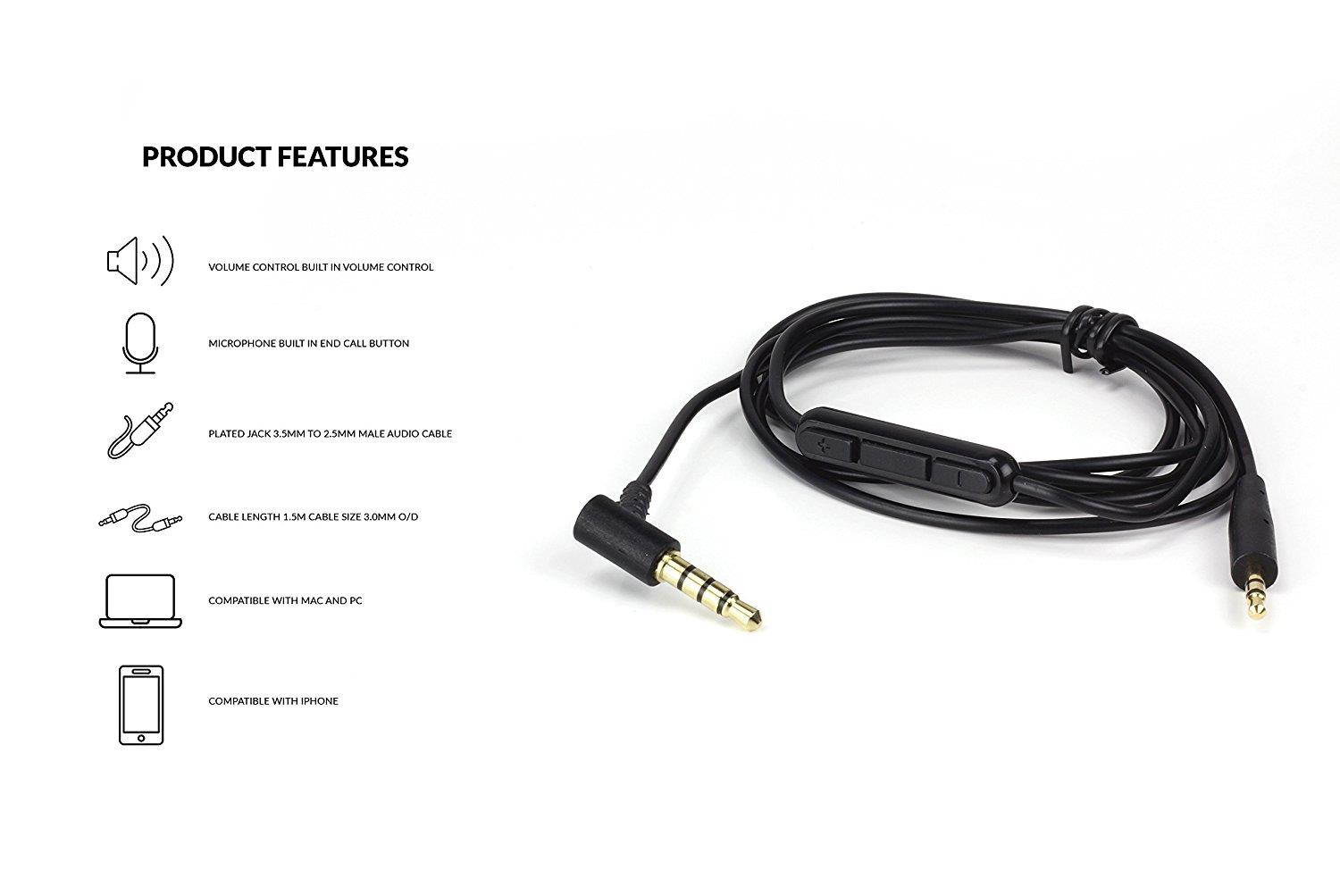 1.5M Bose OE2 Replacement Audio Cable For Bose OE2/OE2i/QC25