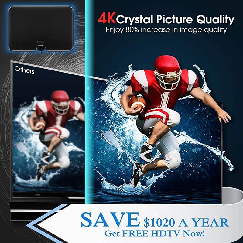 TV Antenna,  HD TV Antenna for Digital TV Indoor, 130 Miles Range Indoor TV Digital HD Antenna Support 4K HD Digital TV Indoor Antenna with Amplifier Signal Booster/USB Power Supply.