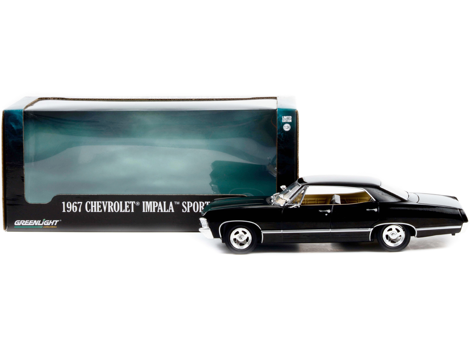 1967 Chevrolet Impala Sport Sedan Tuxedo Black 1/24 Diecast Model Car by Greenlight