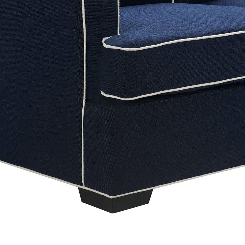 Cardiff Modern Sofa with Contrast Piping Navy with White Piping - Finch