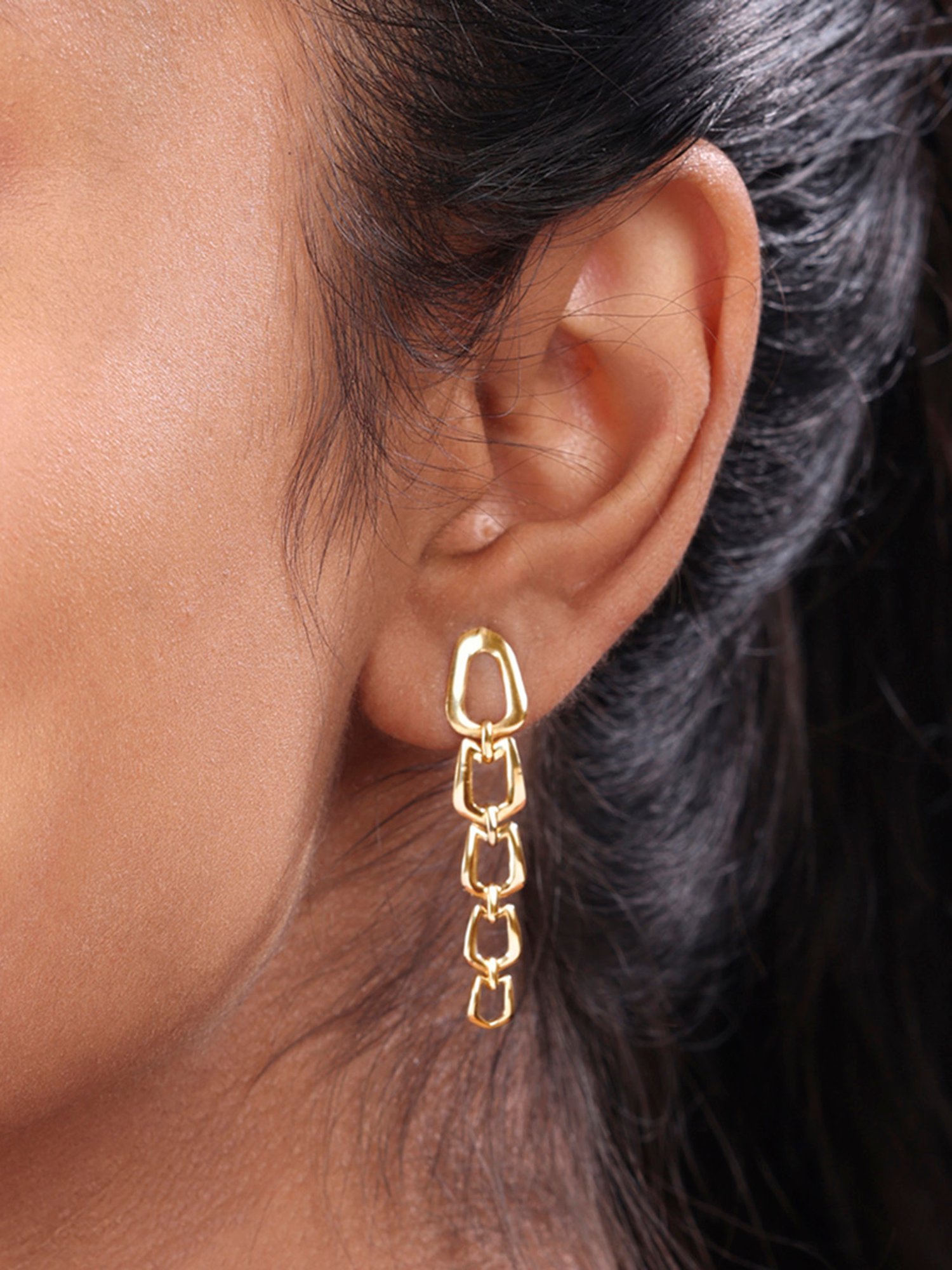 Mia by Tanishq Square Symphony 14k Yellow Gold Drop Earrings for Women