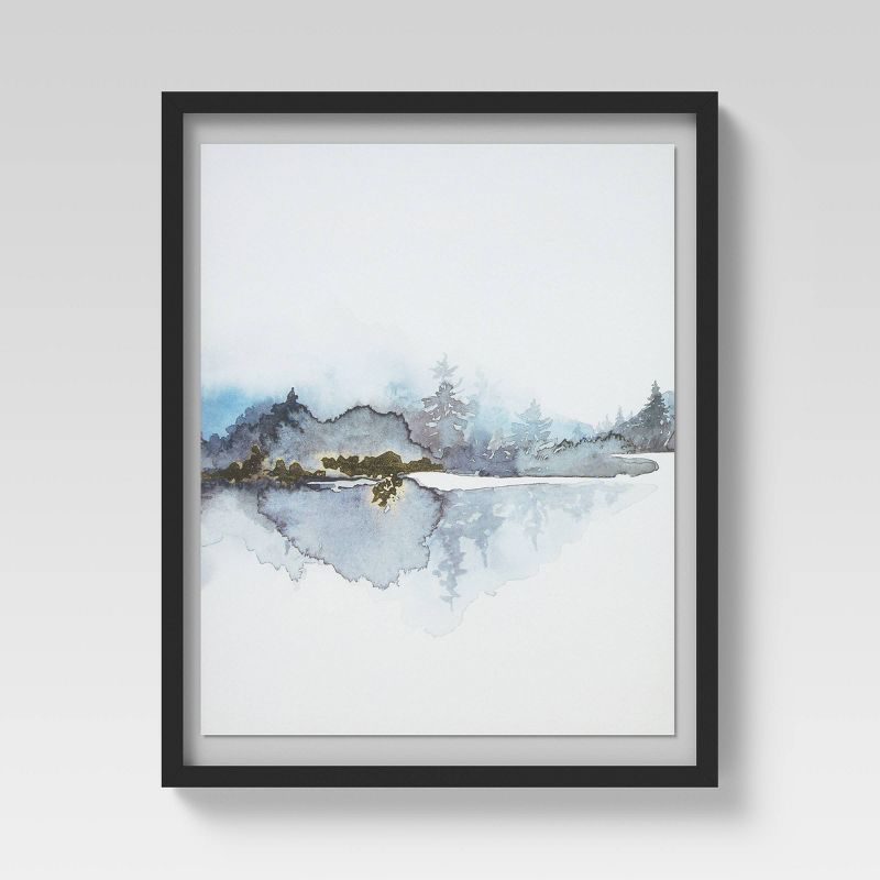 (Set of 2) 16" x 20" Watercolor Trees Float Mount Framed Wall Art Gold - Project 62™