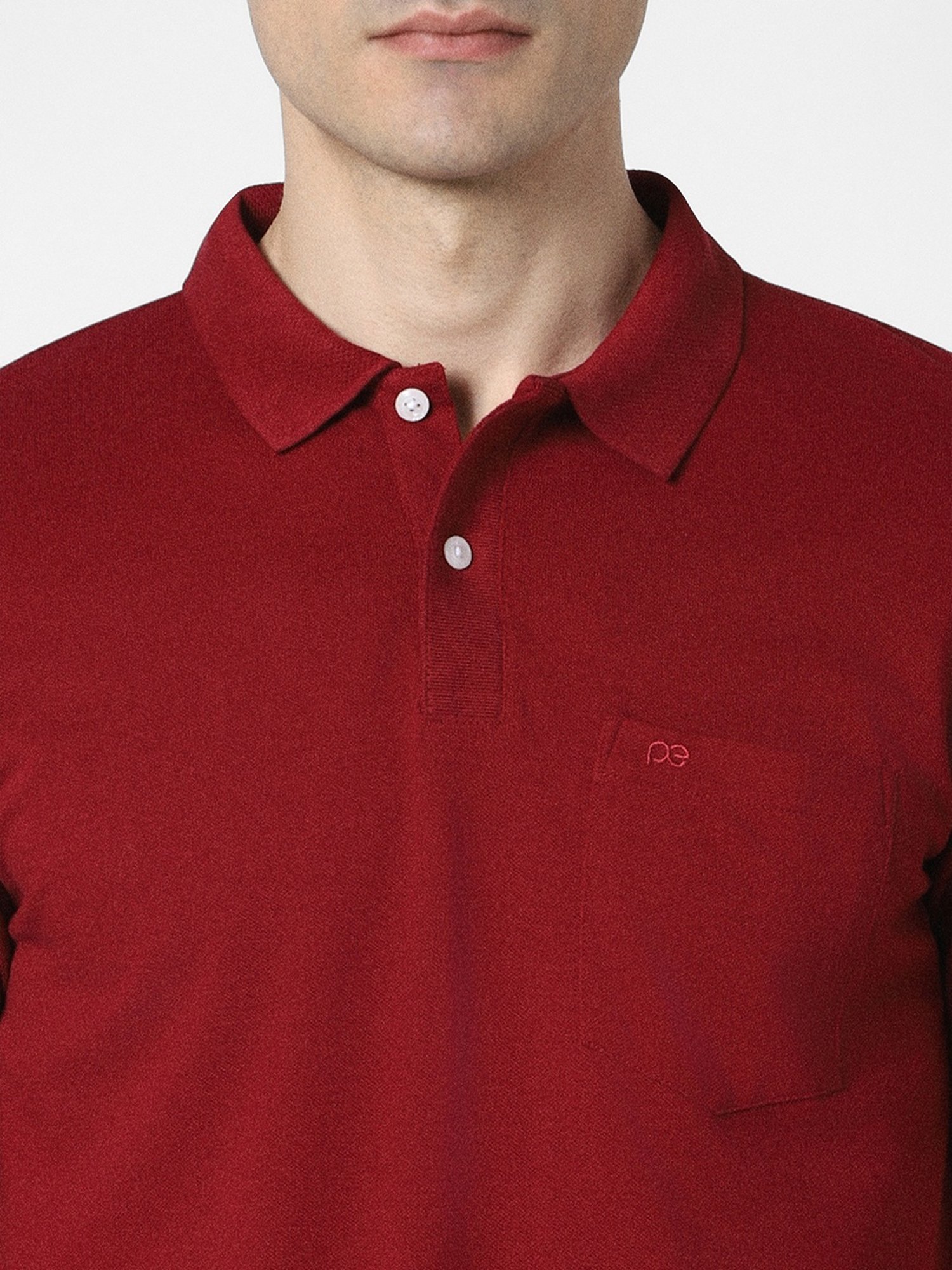 Peter England Maroon Regular Fit Polo T-Shirt