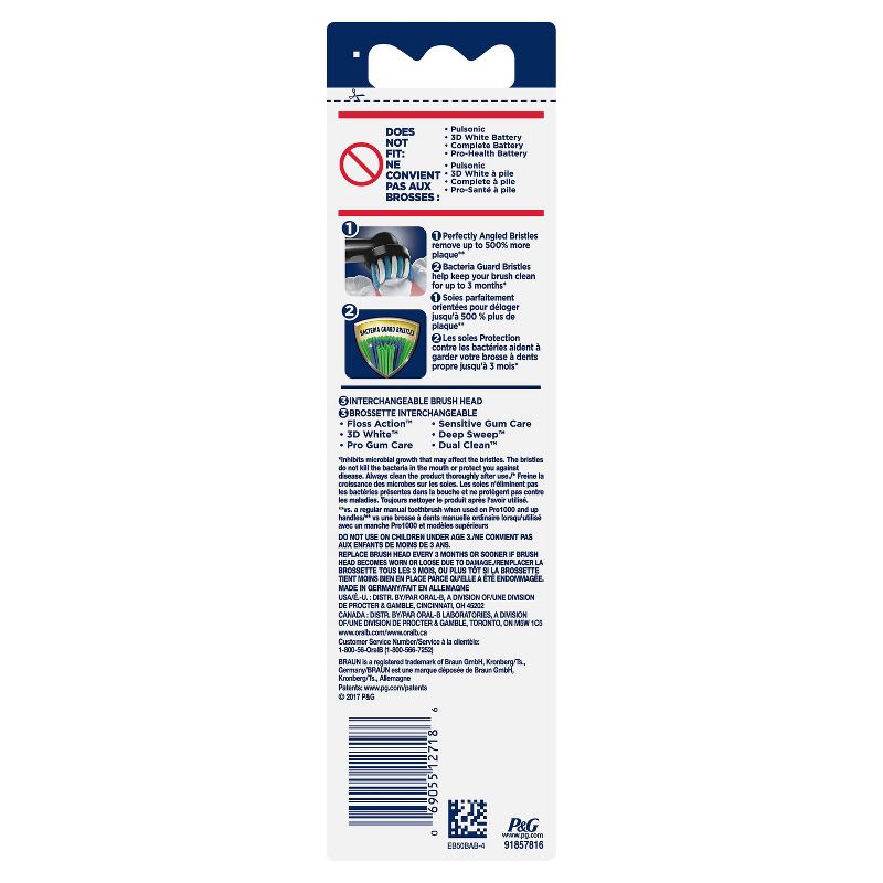 Oral-B CrossAction Electric Toothbrush Replacement Brush Head Refills Black - 4ct