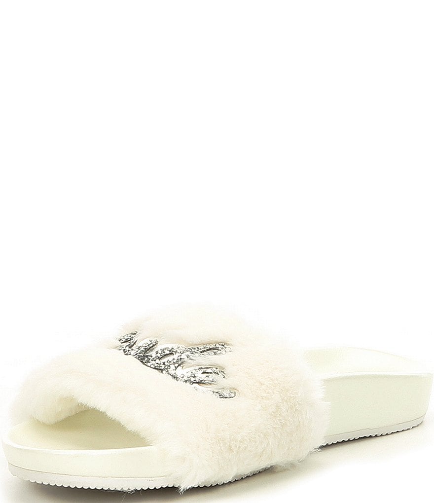 Blue by Betsey Johnson Alice Faux-Fur Bridal Slides