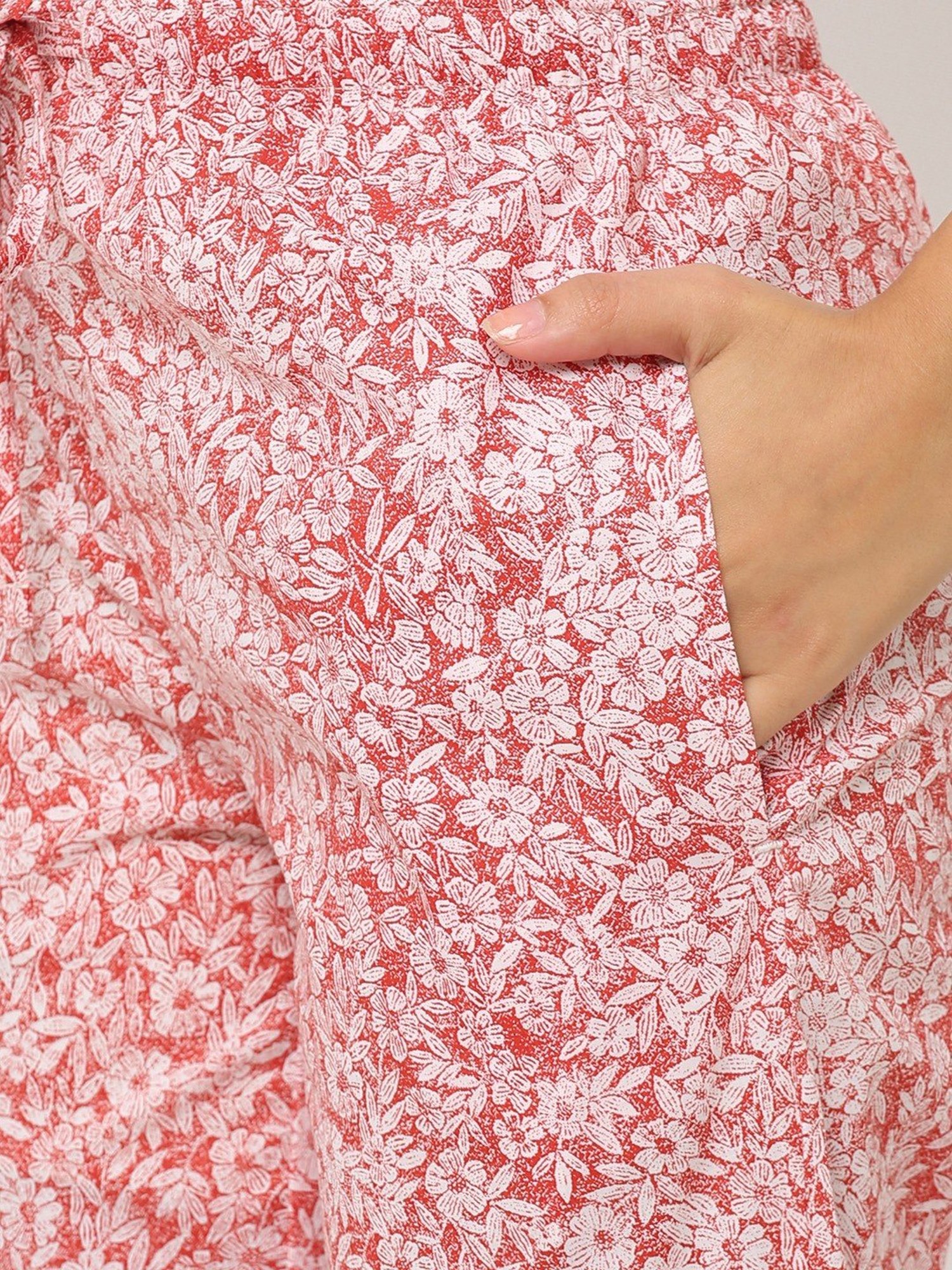 Urban Scottish Red Floral Print Lounge Pants