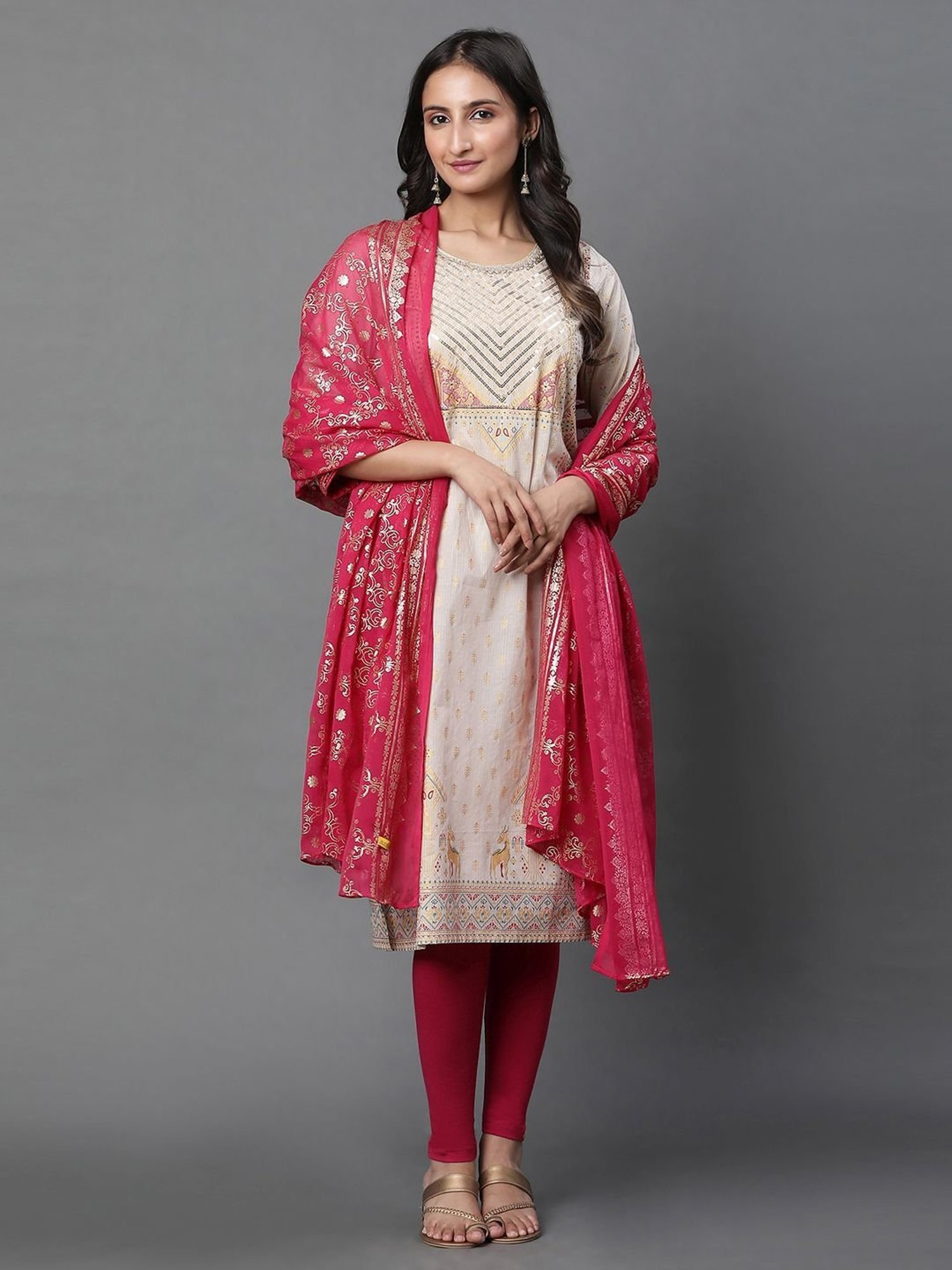 Aurelia Pink Printed Dupatta