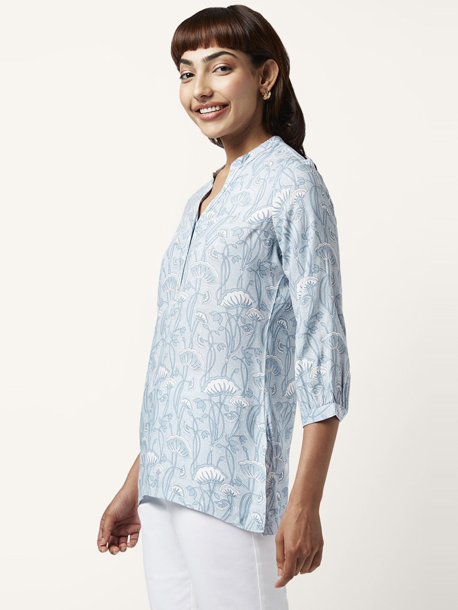 Akkriti by Pantaloons Blue Printed Tunic
