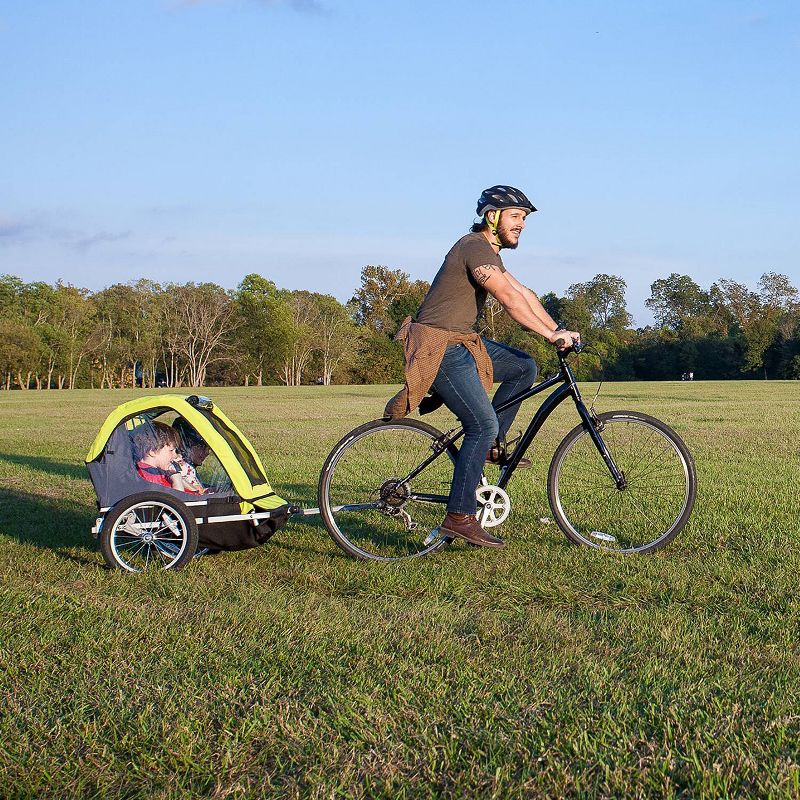 Cyclic Double 2 Seat Kids' Bike Trailer - Gray/Green