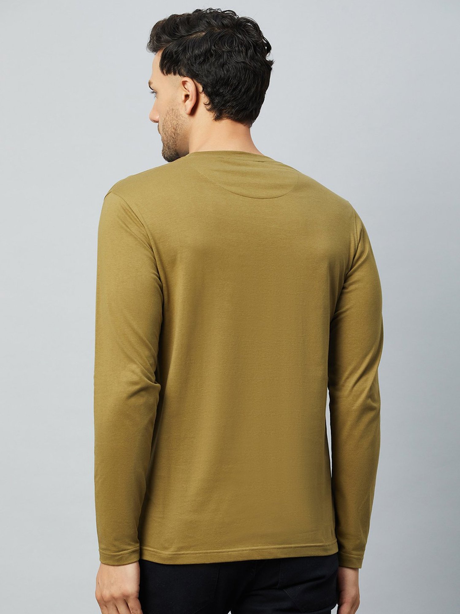 Club York Olive Regular Fit Printed Crew T-Shirt