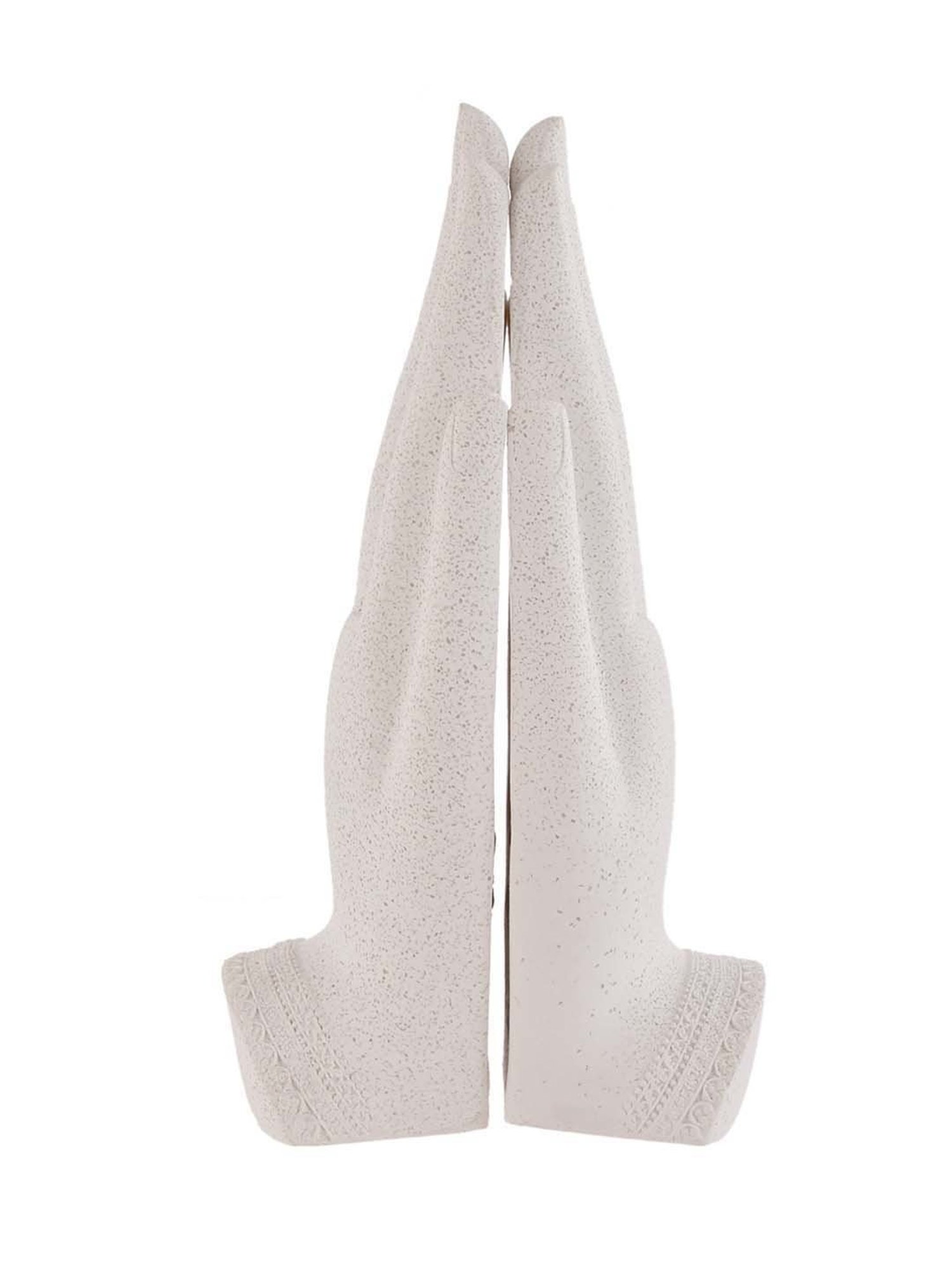 Tayhaa White Resin Palm Of Hand Meditating Buddha - Set of 2