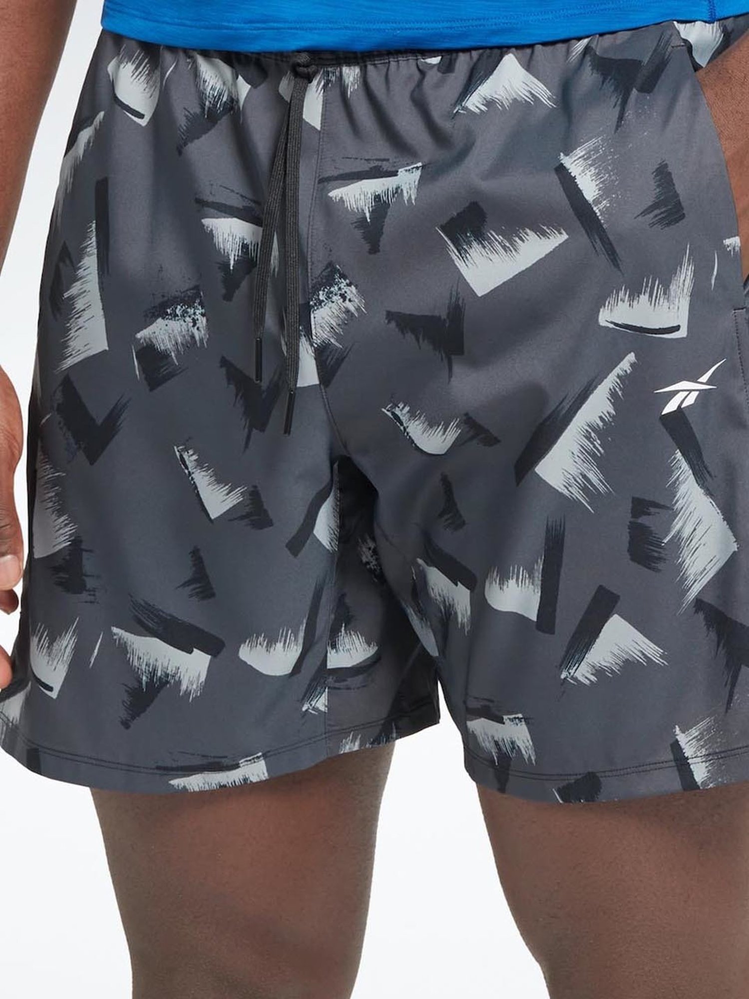 Reebok Grey Regular Fit Printed Sports Shorts