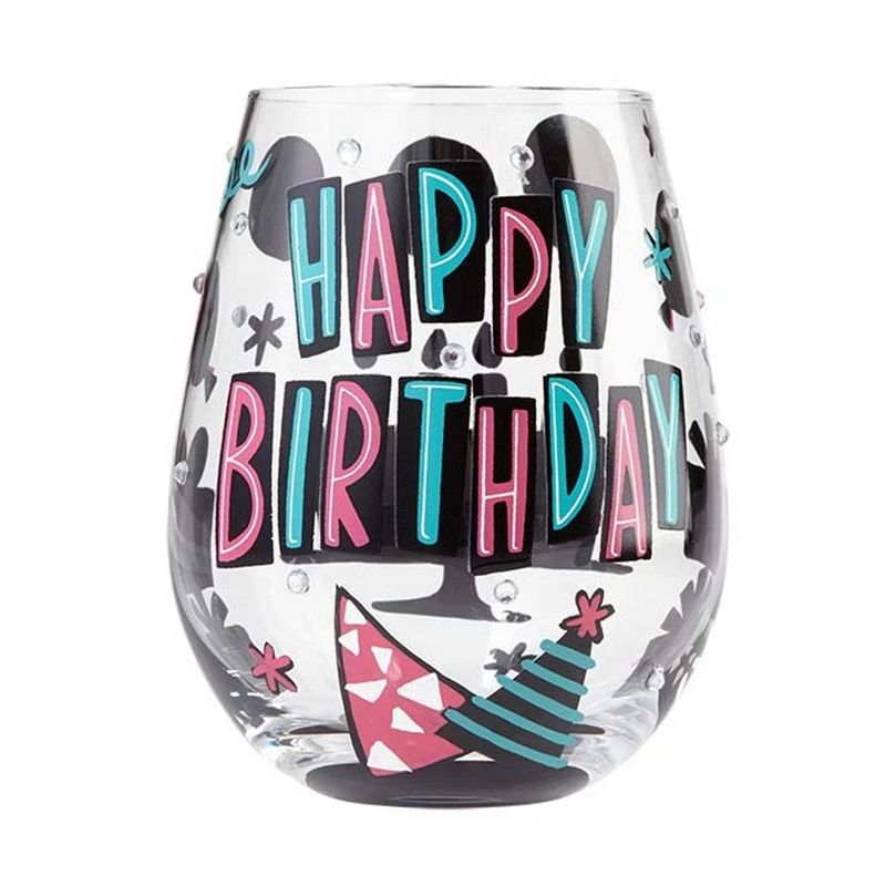 Tabletop 5.0" Happy Birthday Lolita Glass Love My Wine Enesco  -  Drinkware