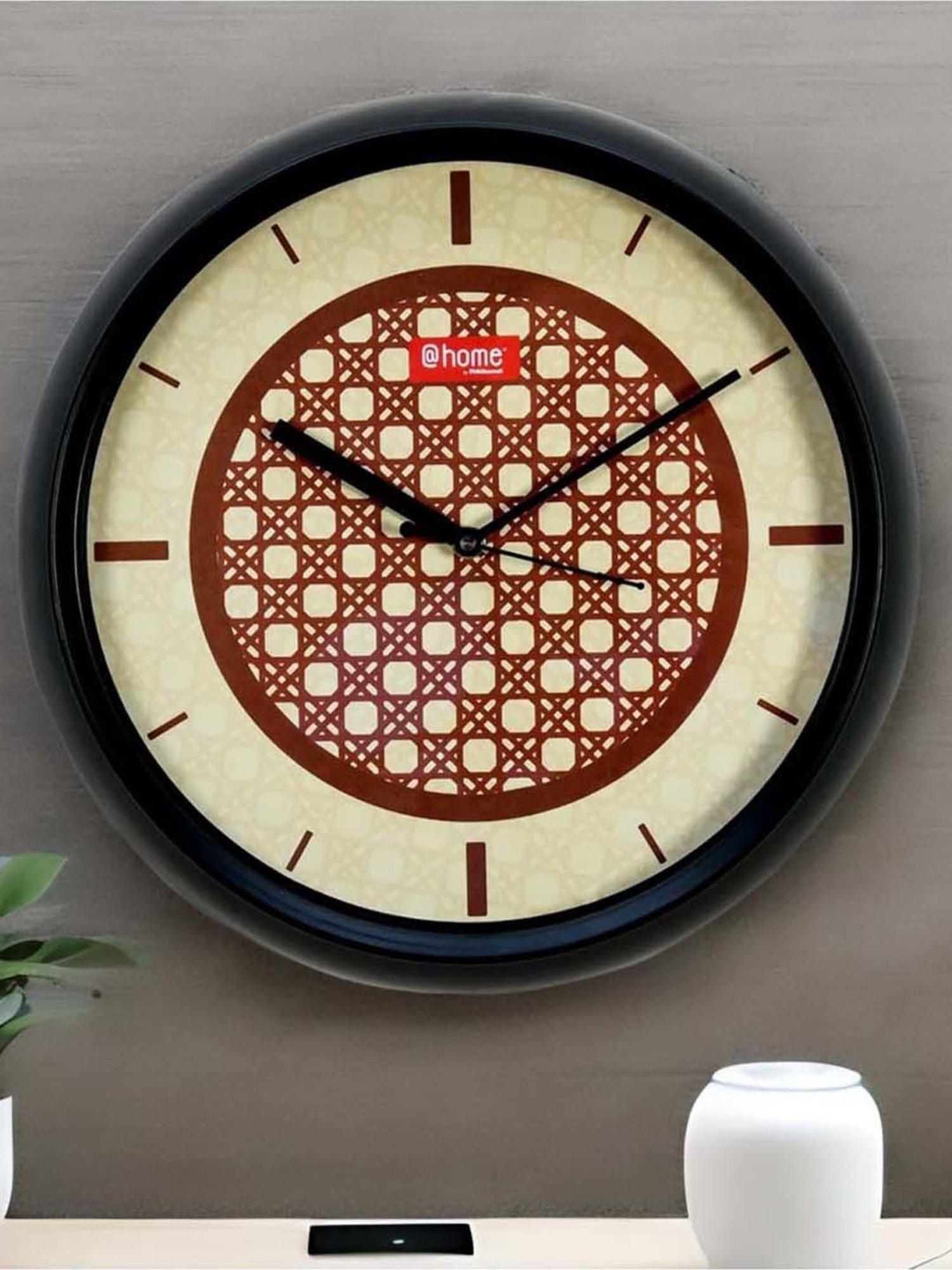 @home Nilkamal Brown & Beige Plastic Maze Analog Wall Clock