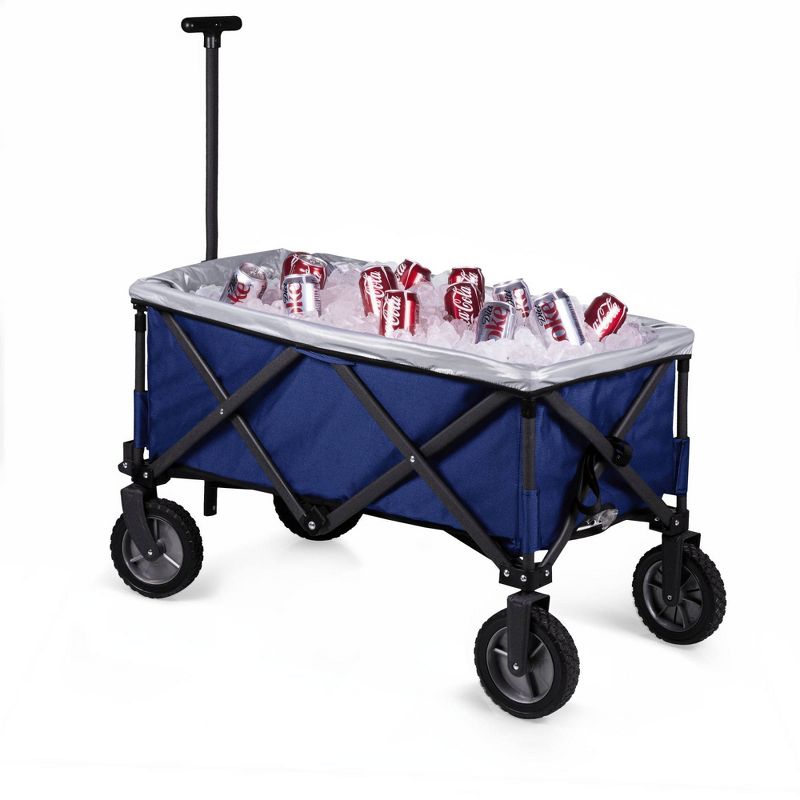 Picnic Time Adventure Wagon Elite Folding Wagon with Liner 183qt Cooler - Navy