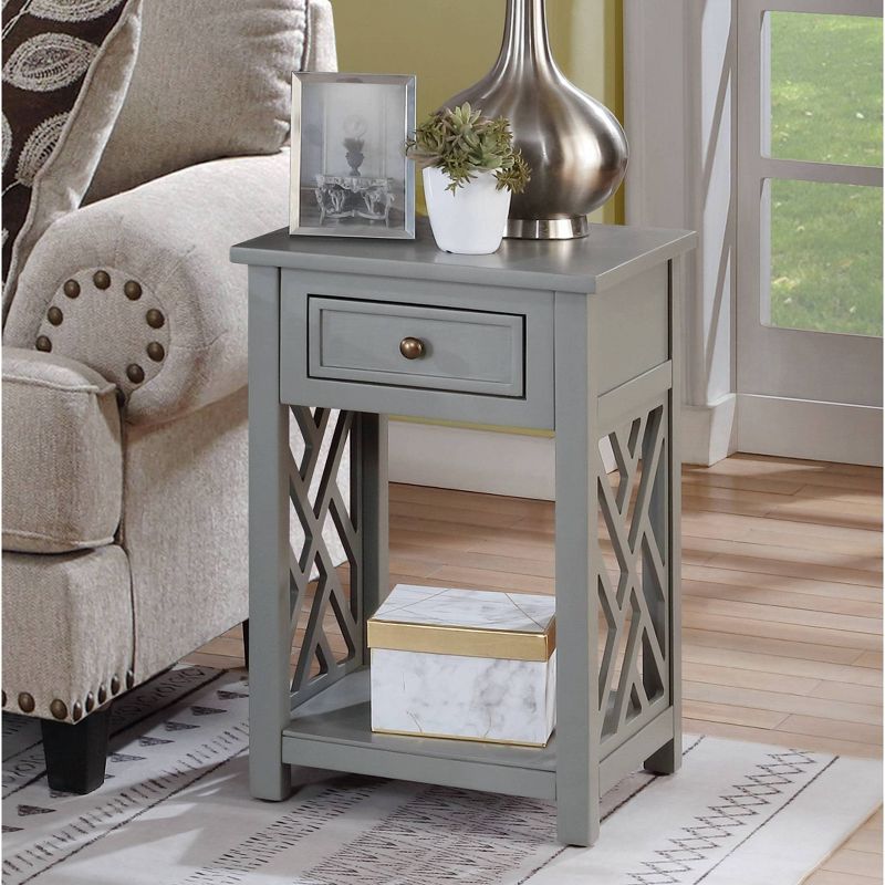 Middlebury Wood End Table with Drawer and Shelf Gray - Alaterre Furniture