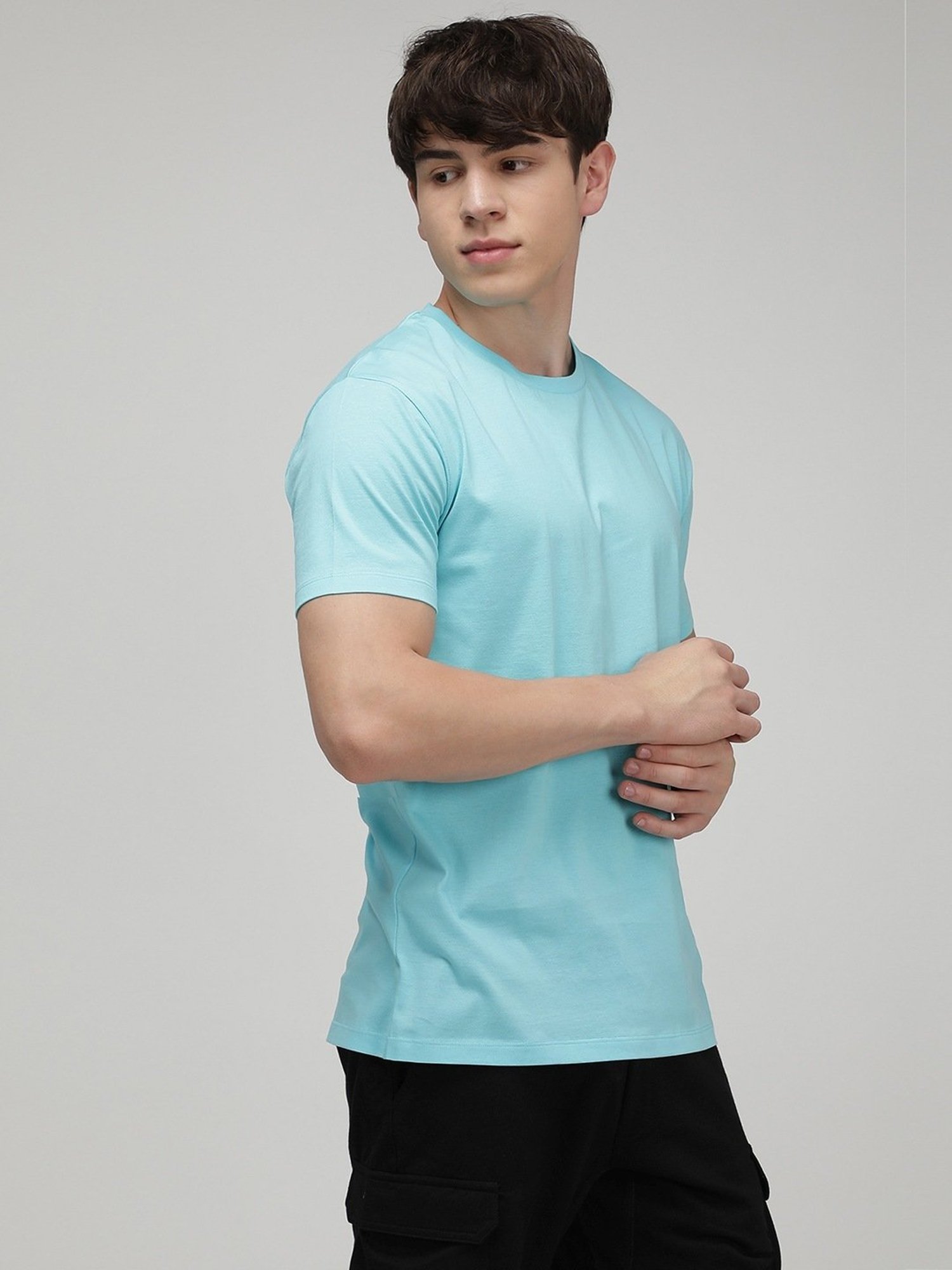 Sporto Light Blue Slim Fit T-Shirt