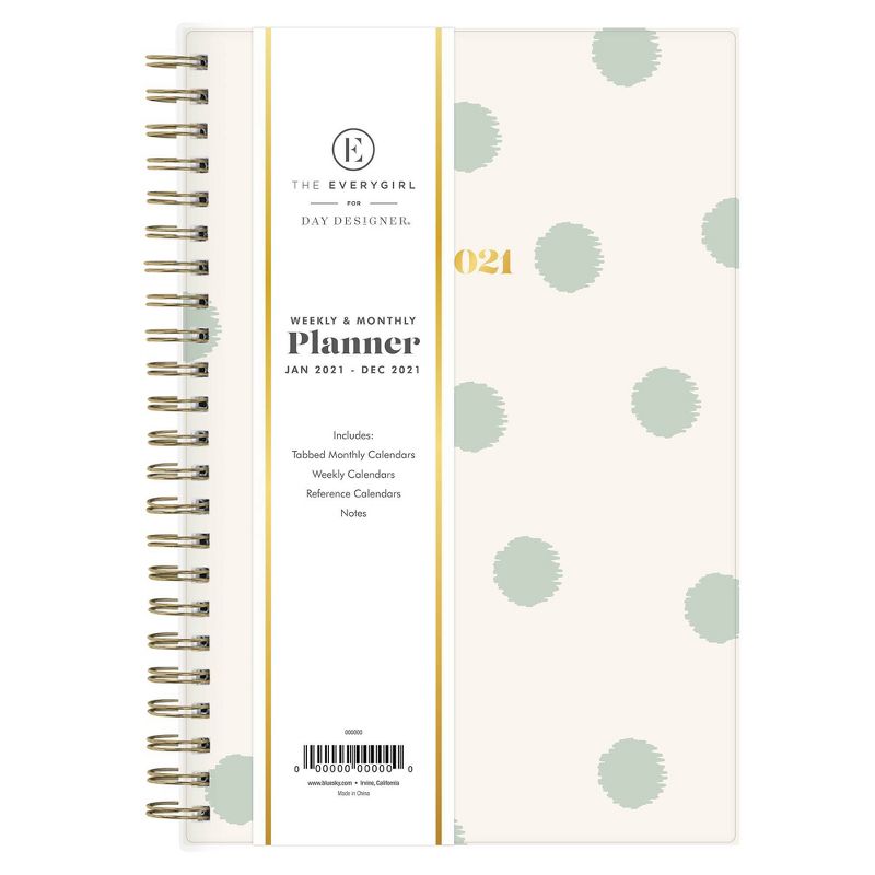 2021 The Everygirl Planner 5" x 8" Plastic Weekly/Monthly Wirebound Wyatt - Blue Sky