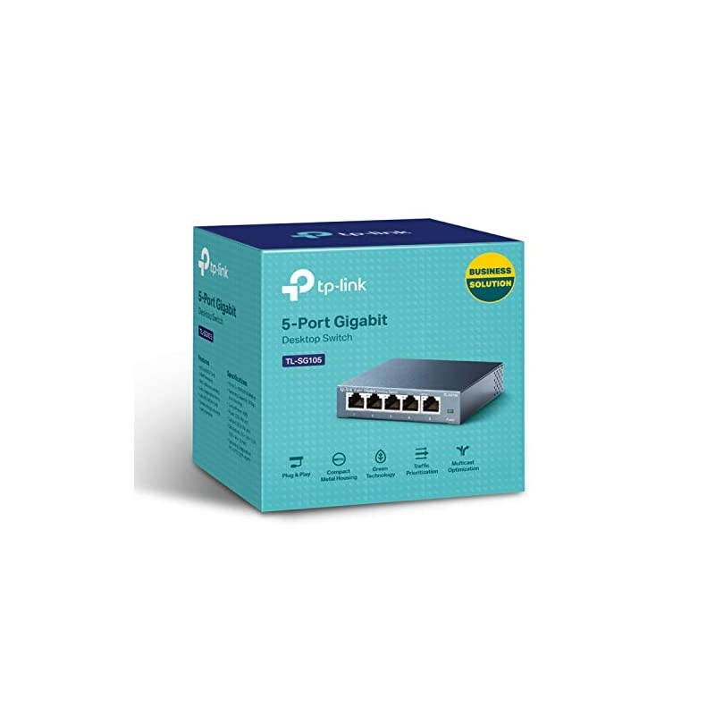 TL-SG105 | 5 Port Gigabit Unmanaged Ethernet Network Switch, Ethernet Splitter | Plug & Play | Fanless Metal Design | Shielded Ports | Traffic Optimization | Limited Lifetime Protection