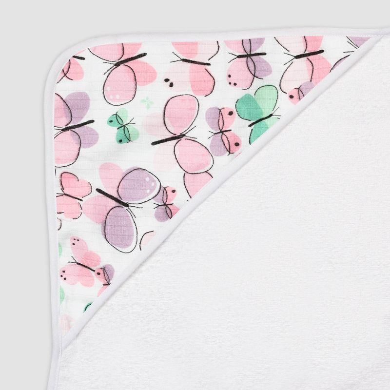 Honest Baby Girls' 3pc Organic Cotton Flutter Towel Set