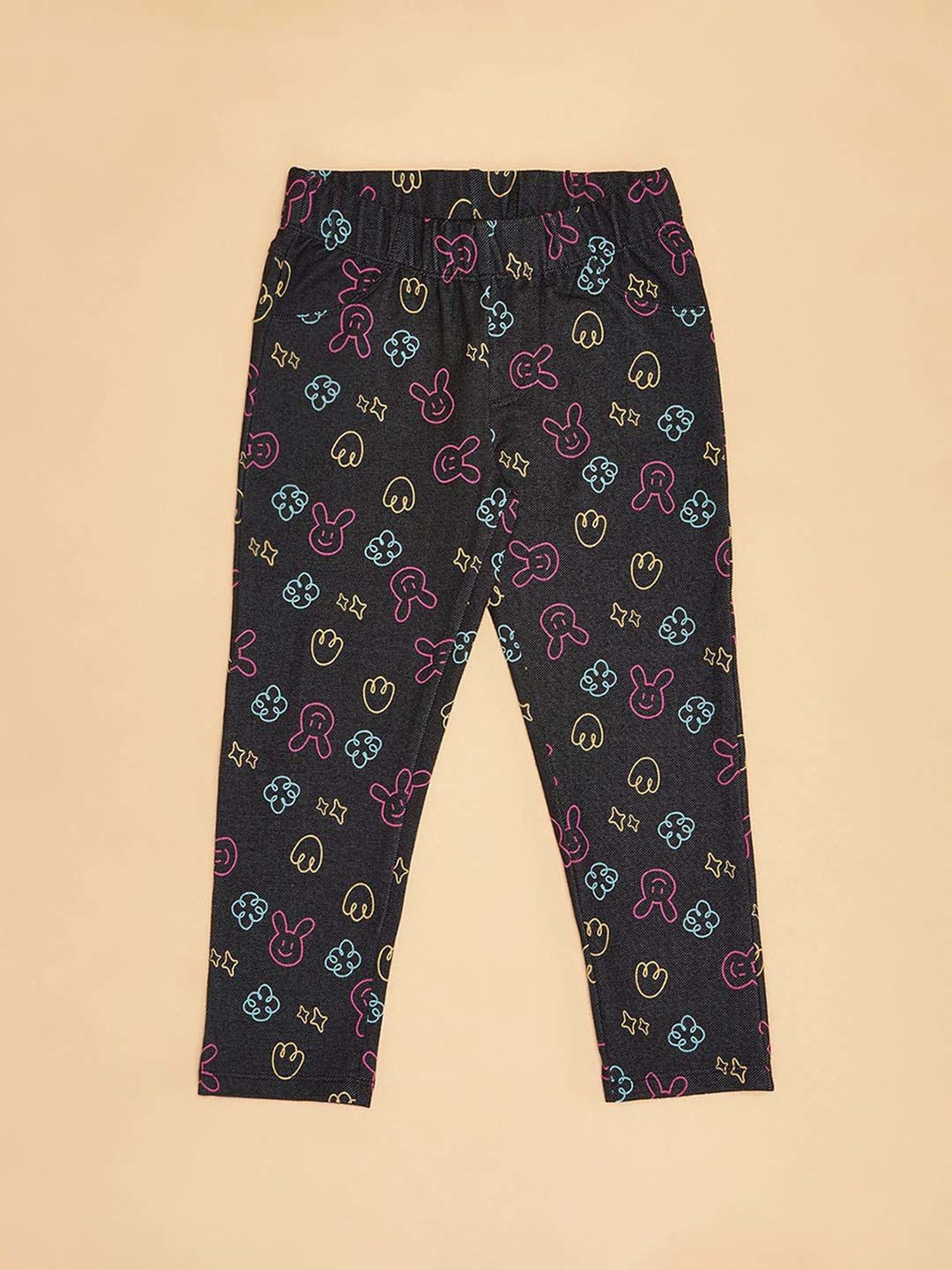 Pantaloons Junior Pink Cotton Embellished Leggings
