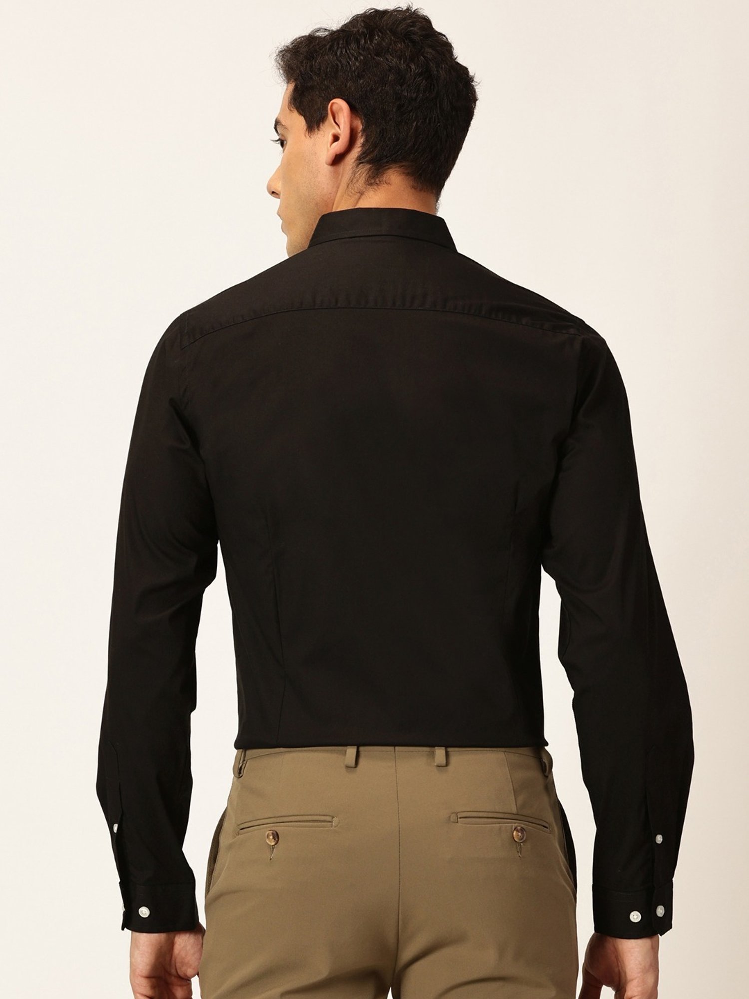 Thomas Scott Ash Black Cotton Slim Fit Shirt