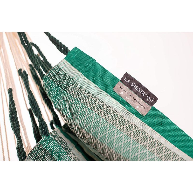 La Siesta HAL18-X4 Habana Organic Cotton Indoor or Outdoor Hanging Ceiling Bamboo Lounger Hammock Chair Swing Comfort Size, Agave Green