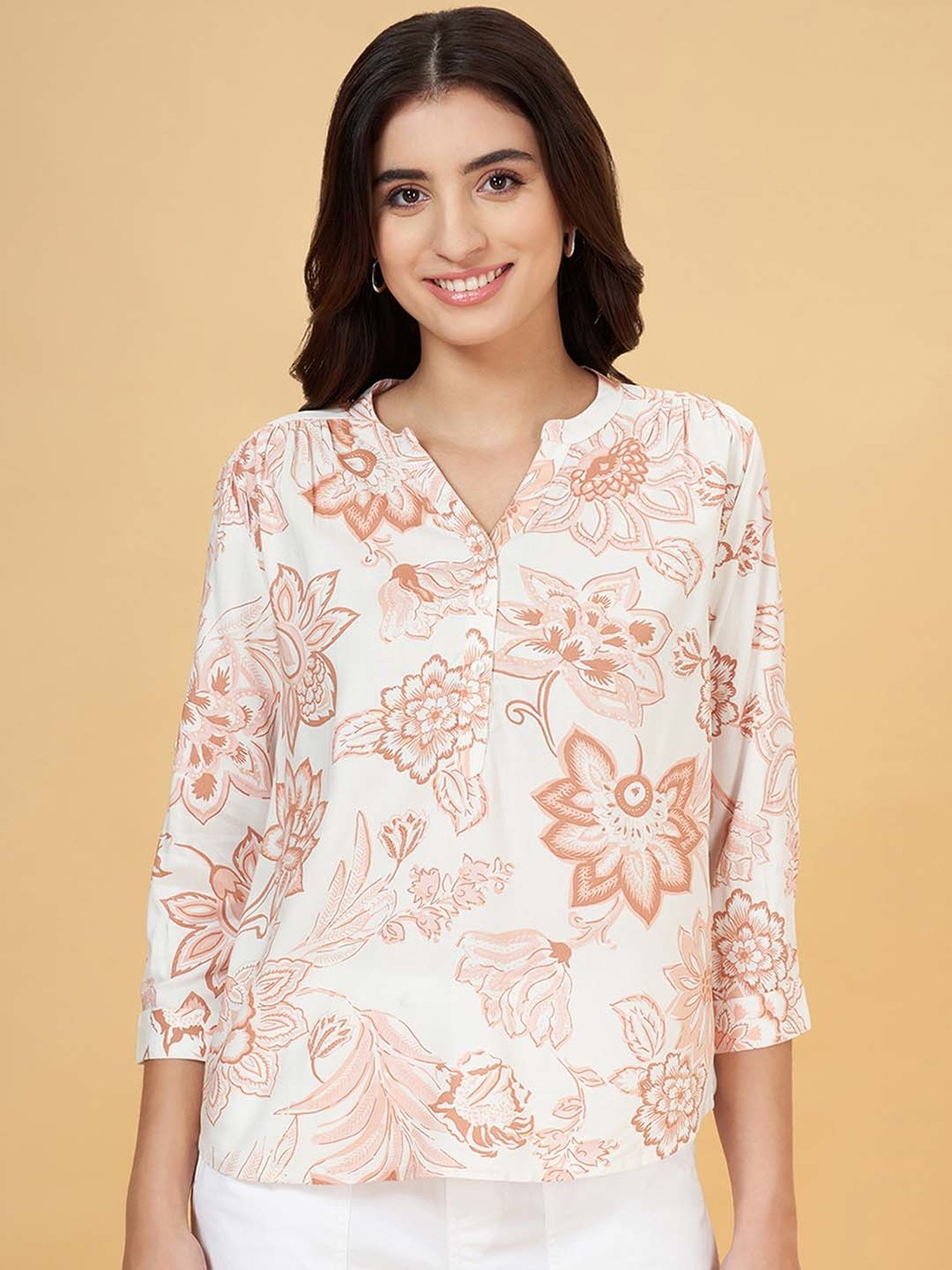 Honey by Pantaloons White Floral Print Top