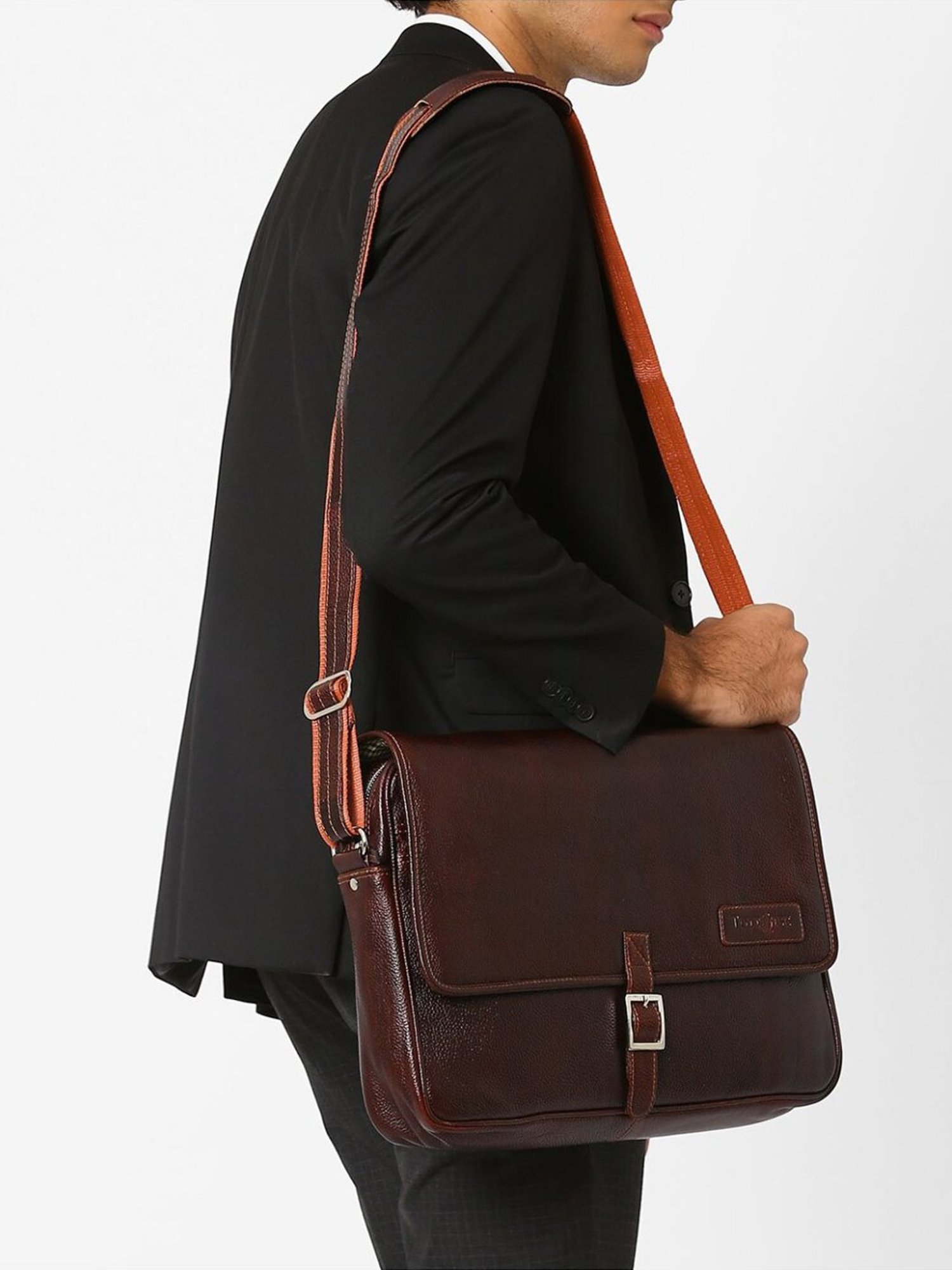 Tortoise Work Edition Mario Dark Brown Leather Medium Laptop Messenger Bag