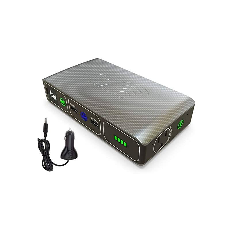 Bolt Wireless Laptop Power Bank - 44400 mWh Portable Phone Laptop Charger Car Jump Starter with AC Outlet and Car Charger, Silver Graphite (1144118)