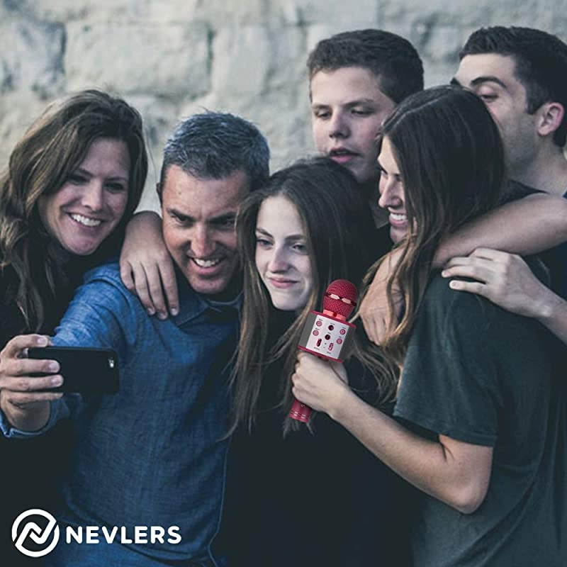 Karaoke Microphone with Wireless Bluetooth Speaker and Recording Options, Easy to Use Portable Handheld Karaoke Machine for Kids and Adults - Pink