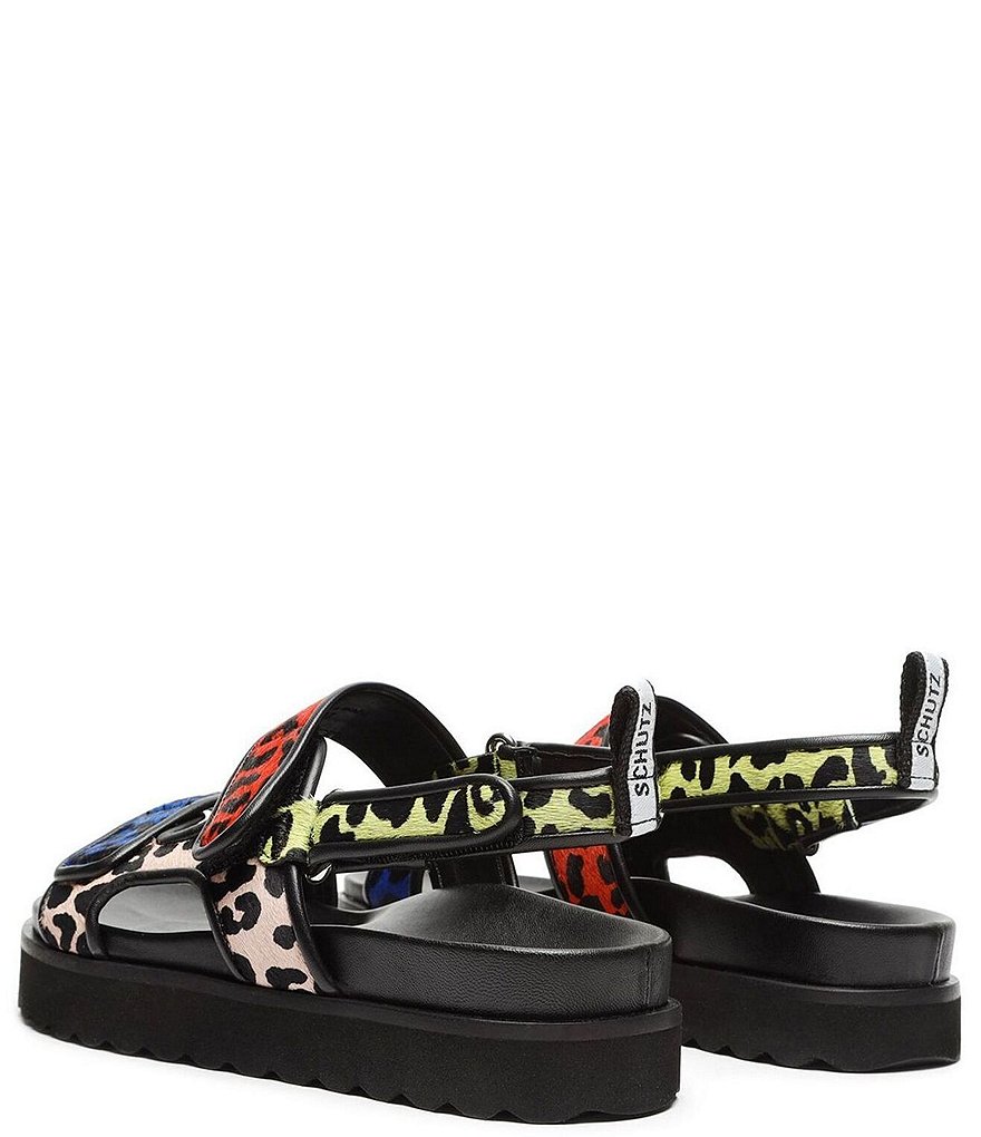 Schutz Zaha Leopard Print Haircalf Platform Sandals
