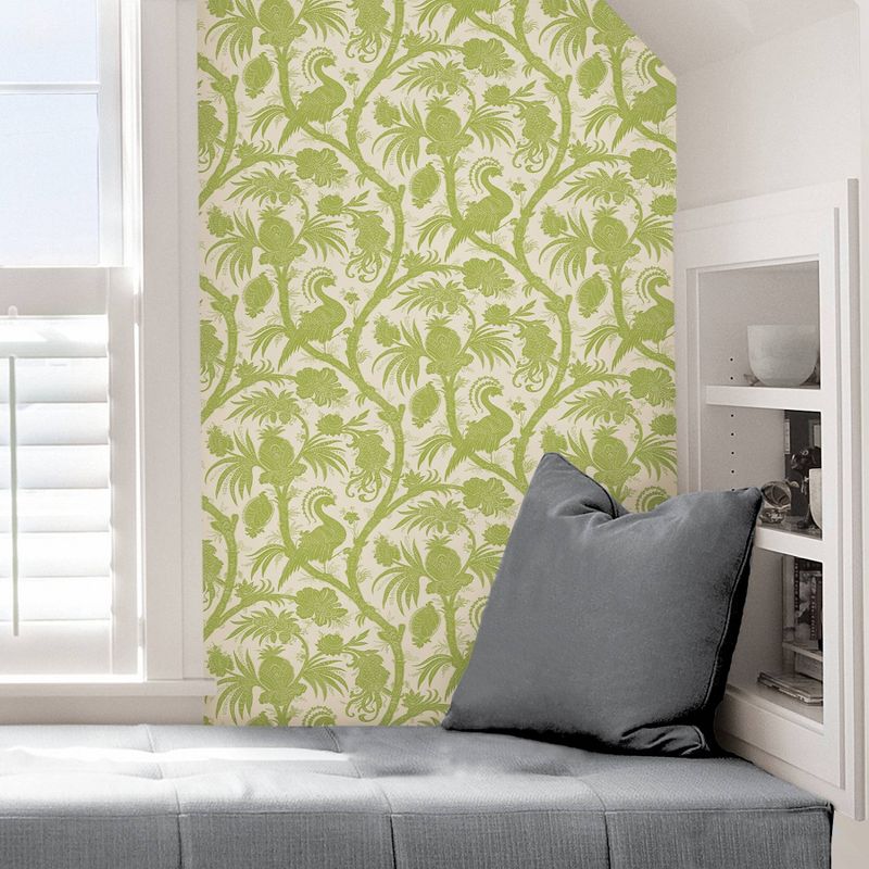 Brewster Pear Balinese Peacock Scalamandre Self Adhesive Wallpaper