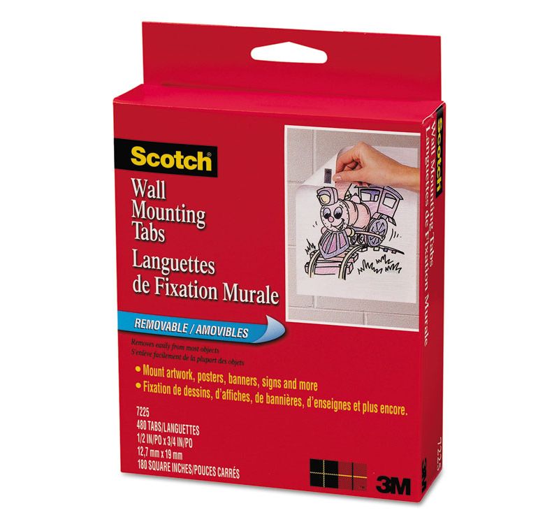 Scotch Precut Removable Mounting Tabs Double-Sided 1/2 x 3/4 480/Pack 7225