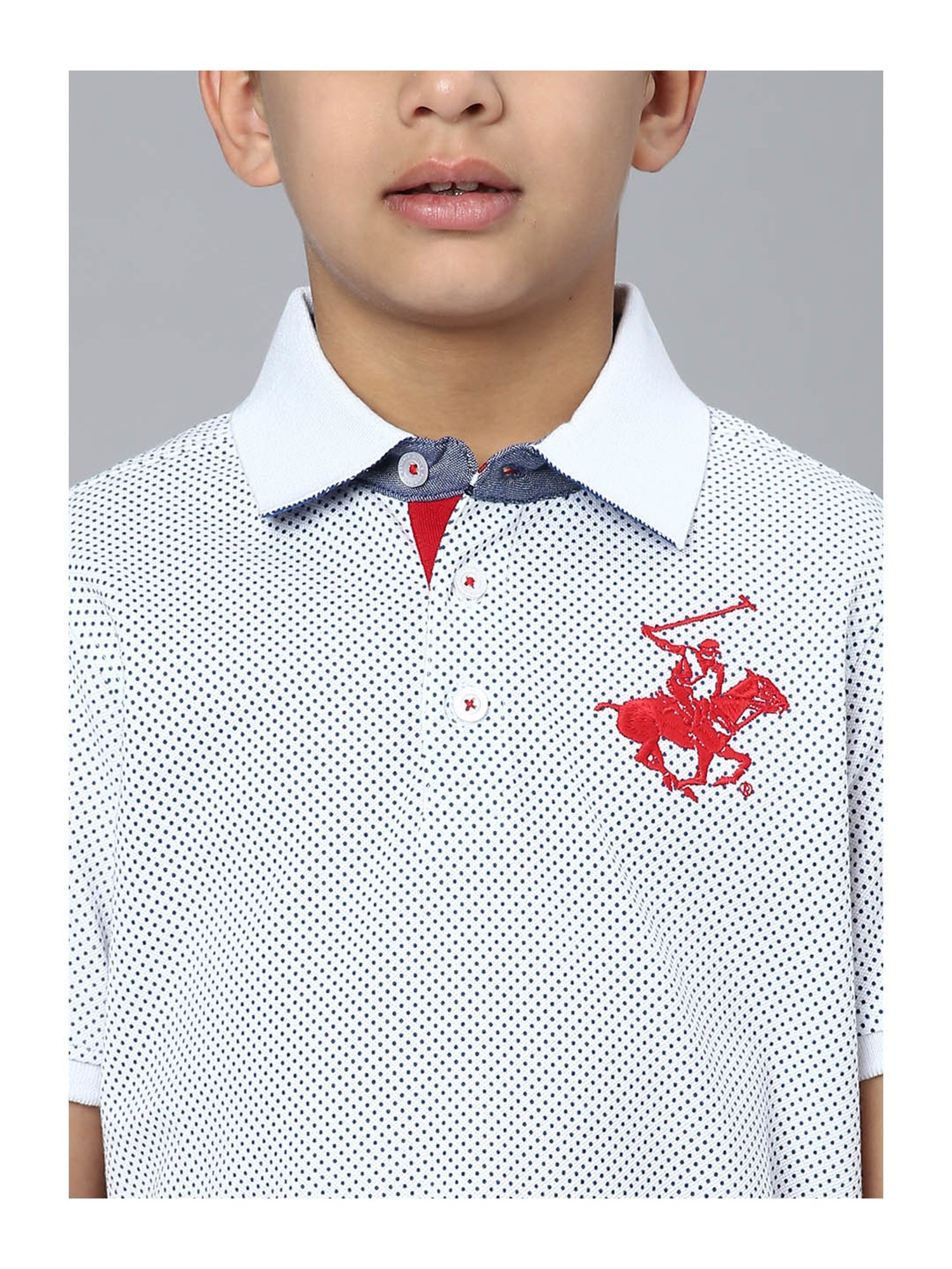 Beverly Hills Polo Club Kids White Printed Polo T-Shirt