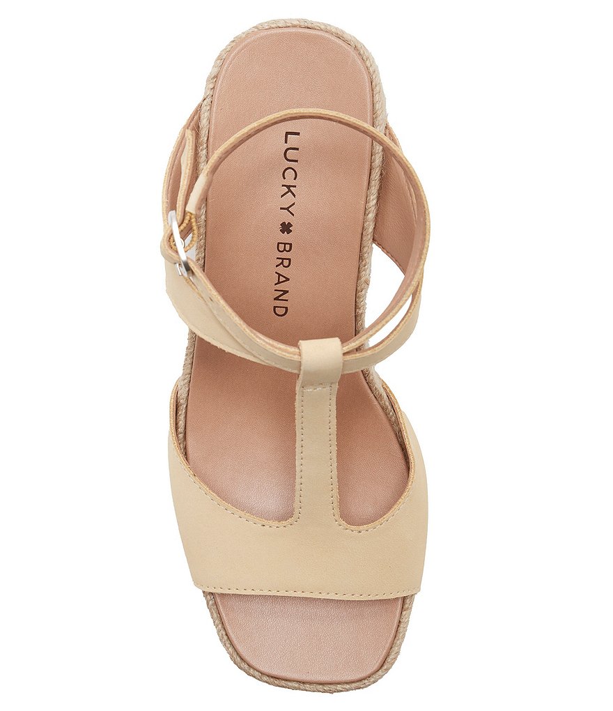 Lucky Brand Valki T-Strap Nubuck Espadrille Wedges