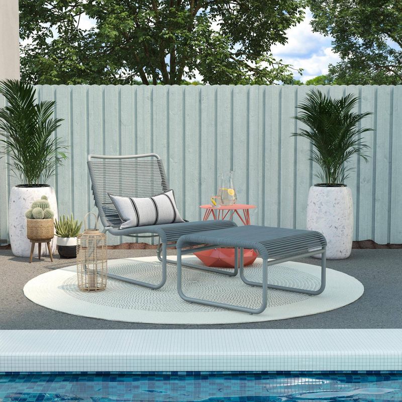 Lita 2pc Patio Lounge & Ottoman Set - Charcoal - CosmoLiving by Cosmopolitan