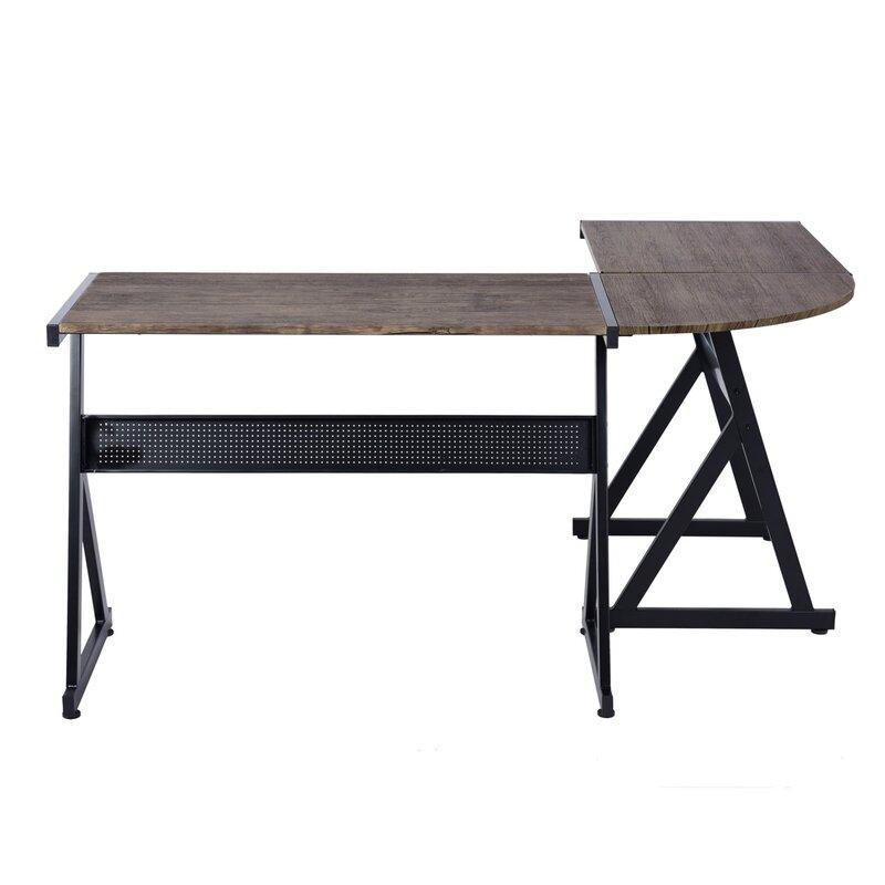 Industrial Wood L-Shape Office Table Writing Desk Computer Desk