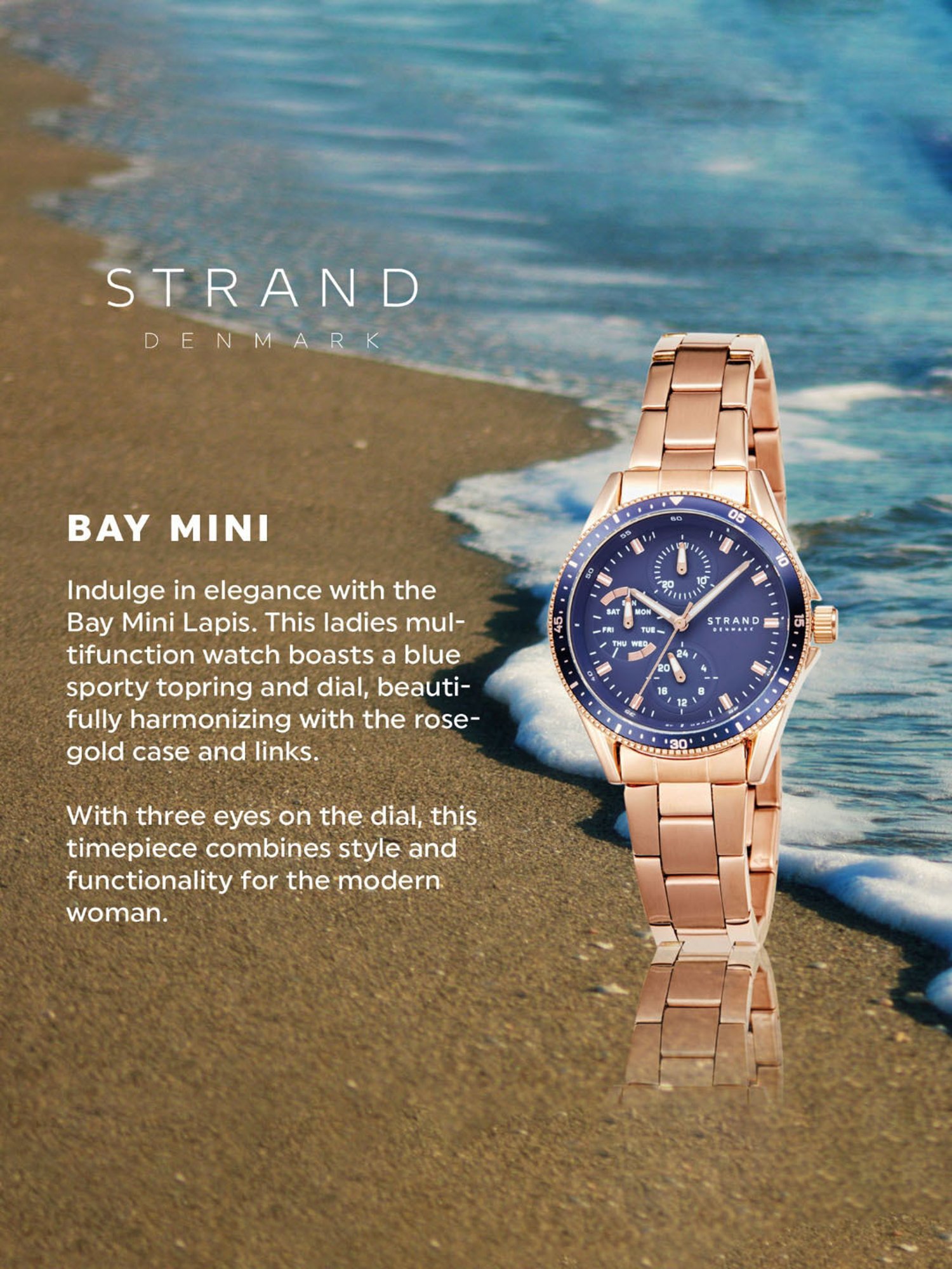 STRAND by Obaku S745LMVLSV Bay Mini Lapis Multifunction Watch for Women