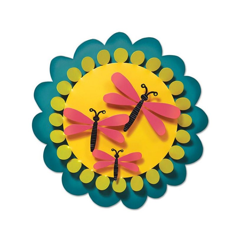 Home & Garden 13.0" Pink Dragonflies On Yellow Outdoor Kinetic Art Magnet Works Ltd.  -  Wind Spinners