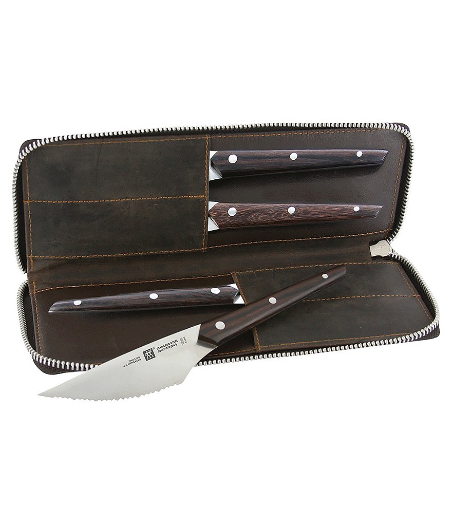 Zwilling J.A. Henckels 4 Piece Gentlemen's Steak Knife Set with Leather Travel Case