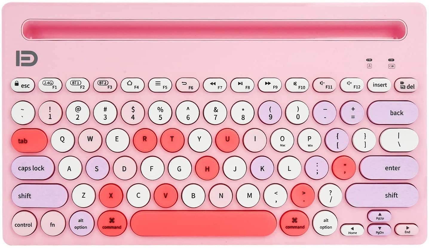 Wireless Bluetooth Keyboard, Attoe Dual Mode Multi-Device Cute Portable Slim Wireless Keyboard with USB Nano, 20m Connection Distance for Tablet PC Windows Android iOS Mac (Pink)